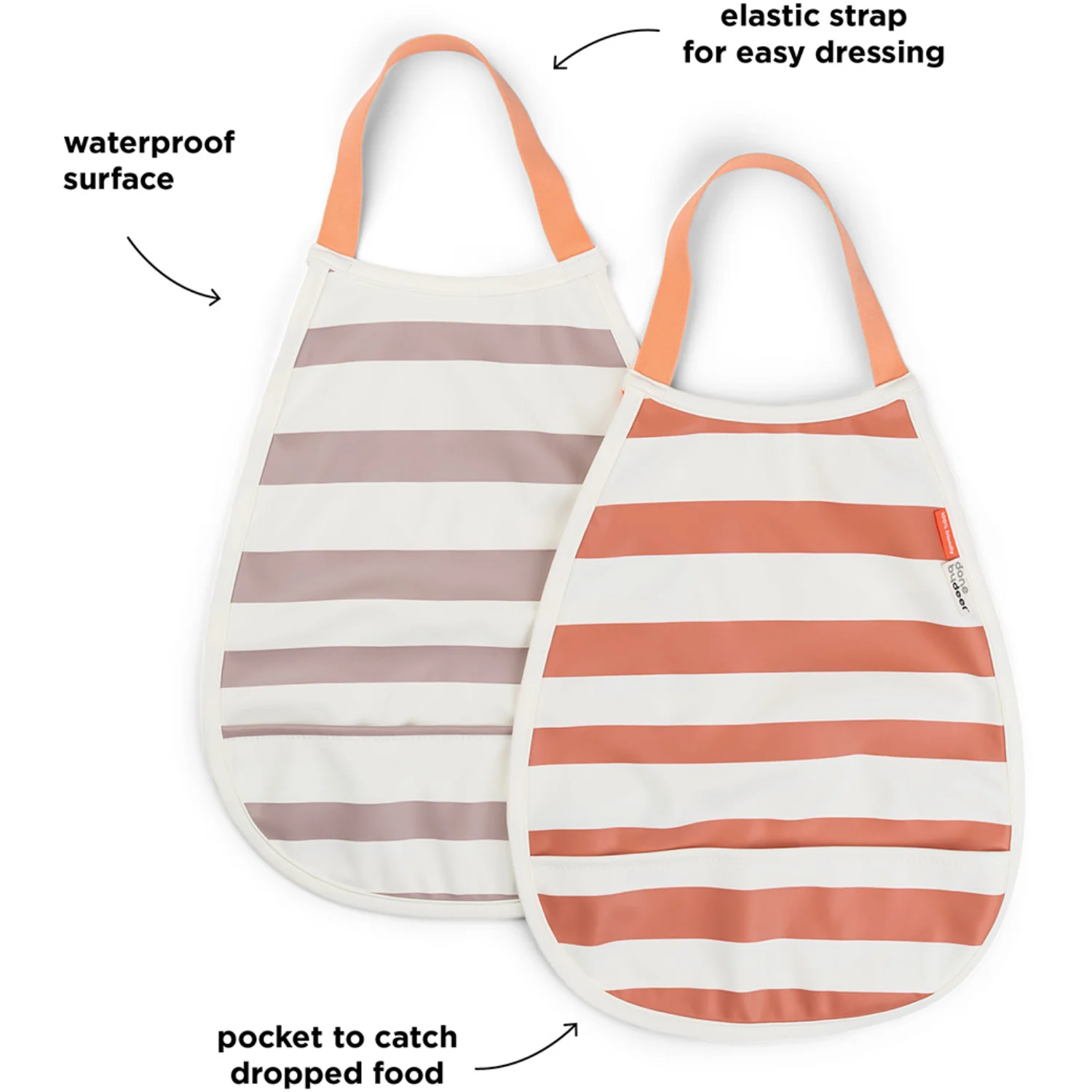 DonebyDeer Papaya/Powder Pull-Over Bib 2-Pack Stripes - Image 4