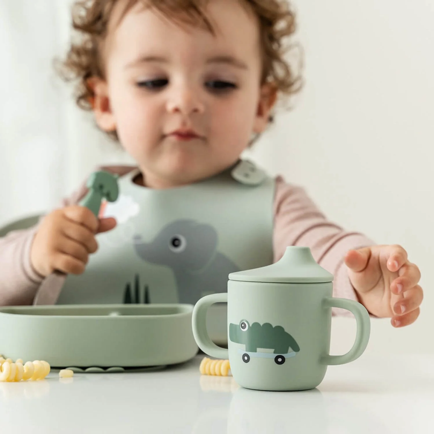 DonebyDeer Playground Green Silicone Sippy Cup 2 Handles - Image 3