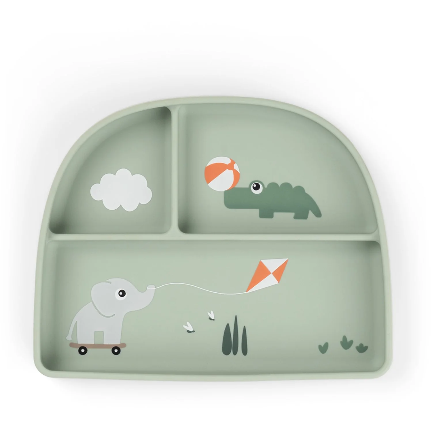 DonebyDeer Playground Green Stick&Stay Divided Plate