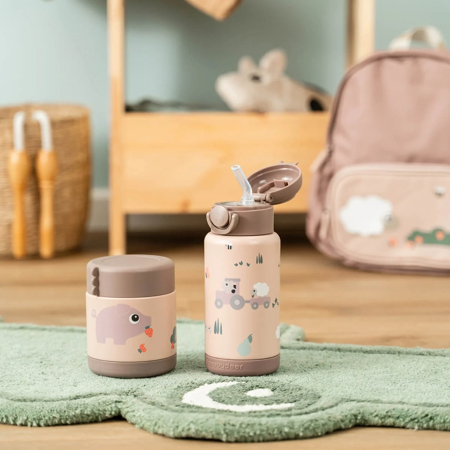DonebyDeer Powder Tiny Farm Insulated Straw Bottle - Image 2