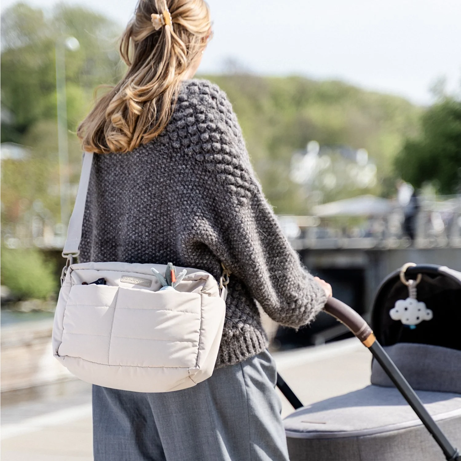 DonebyDeer Sand Quilted Stroller Bag - Image 2