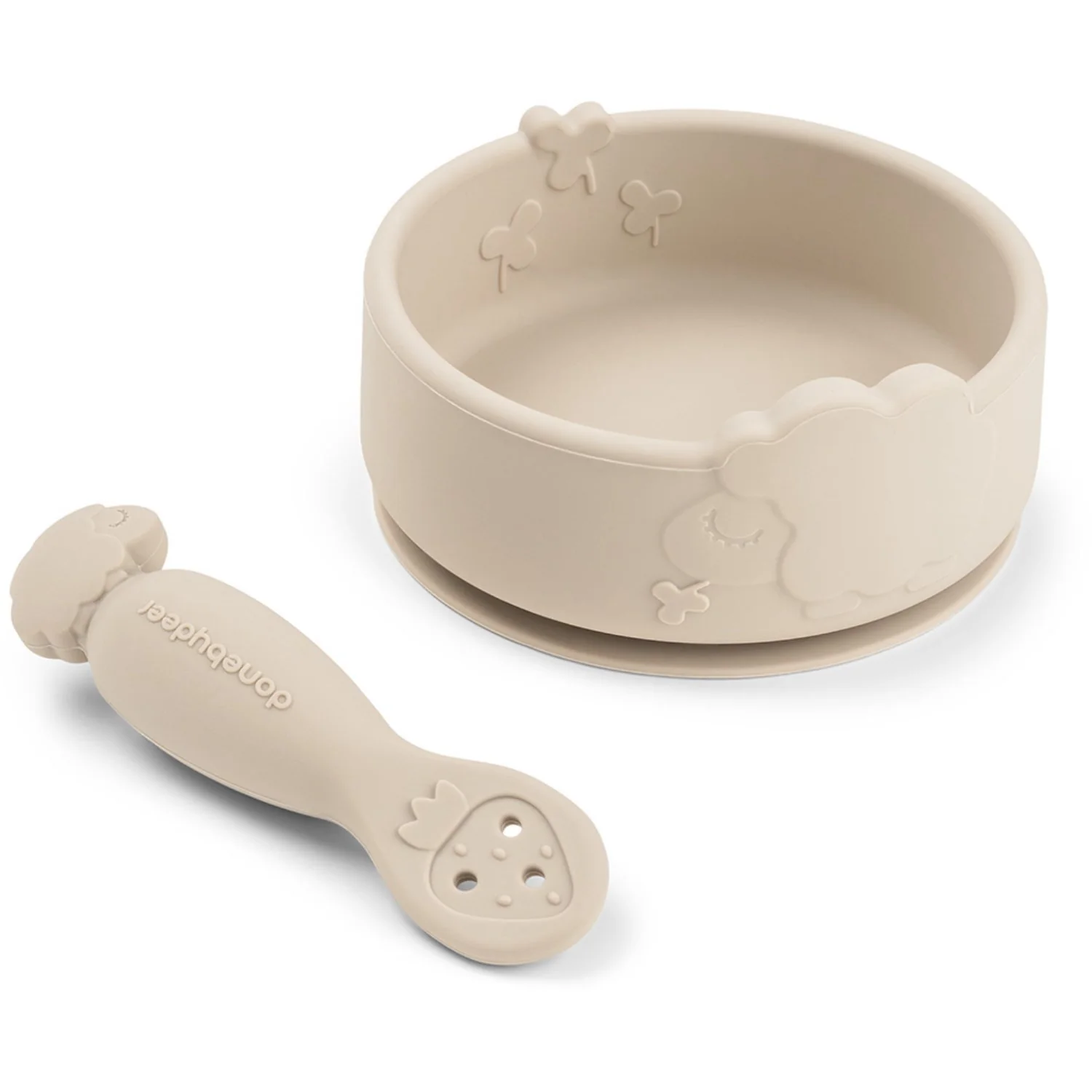 DonebyDeer Sheepy Sand Silicone Stick&Stay Bowl & Baby Spoon