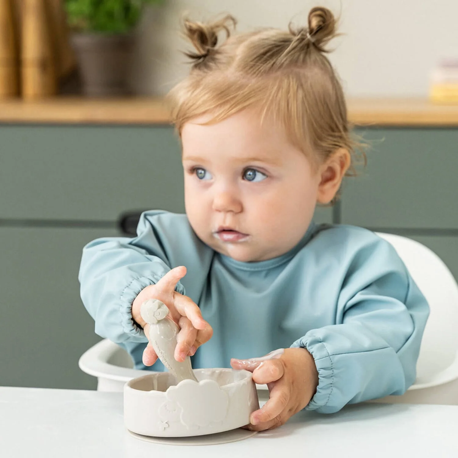 DonebyDeer Sheepy Sand Silicone Stick&Stay Bowl & Baby Spoon - Image 2
