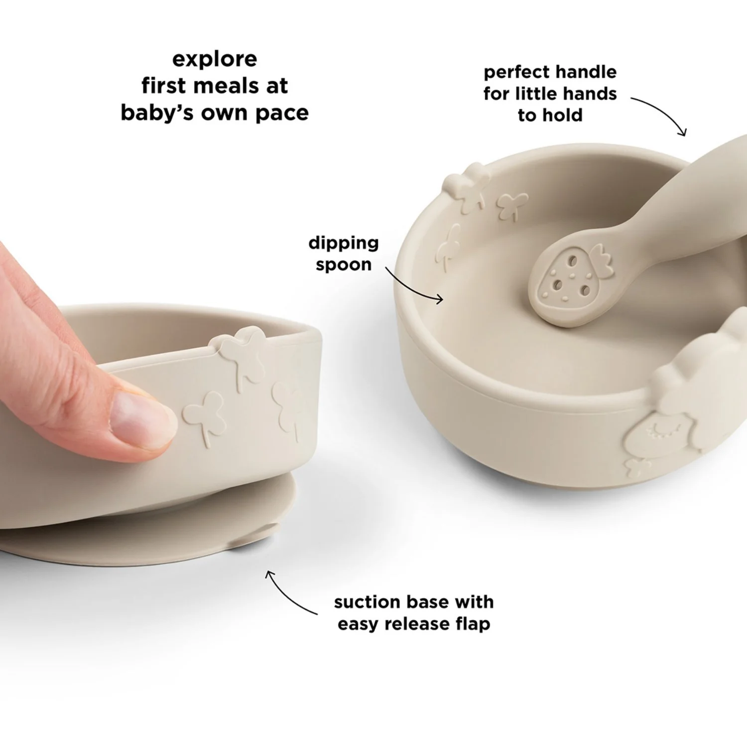 DonebyDeer Sheepy Sand Silicone Stick&Stay Bowl & Baby Spoon - Image 6