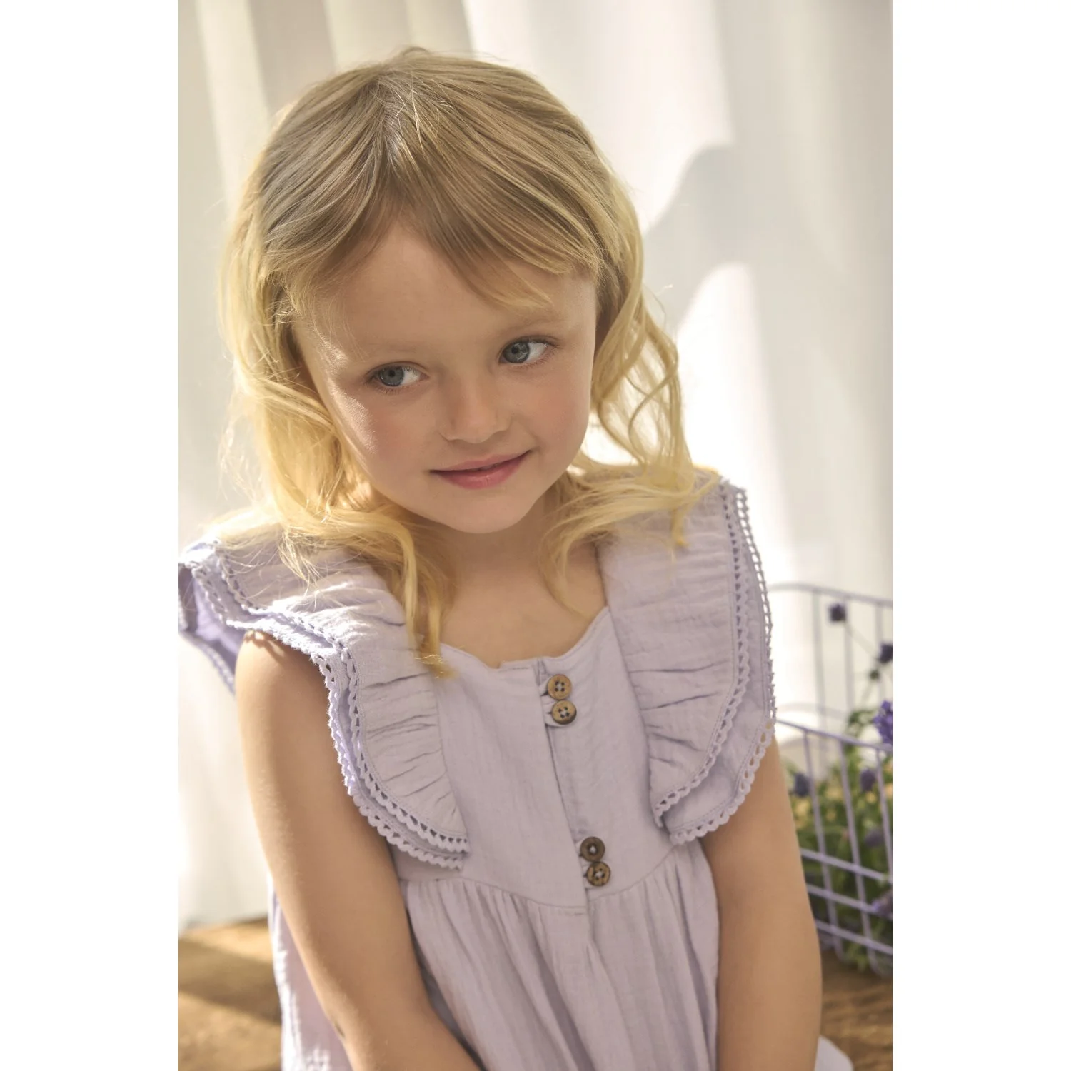 En Fant Purple Heather Dress Ss Muslin - Image 4