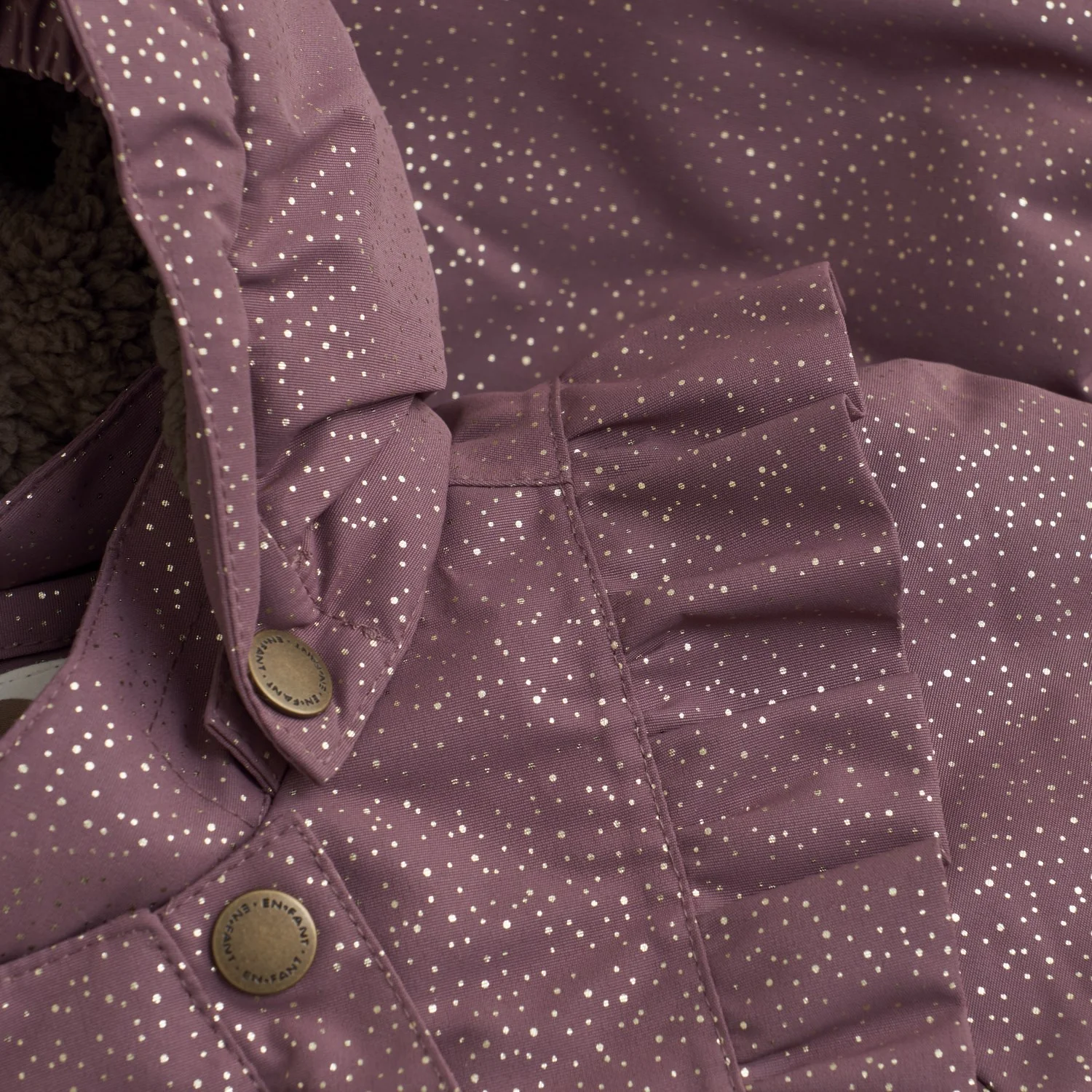En Fant Rose Taupe Baby Snowsuit W. Frills - Image 3