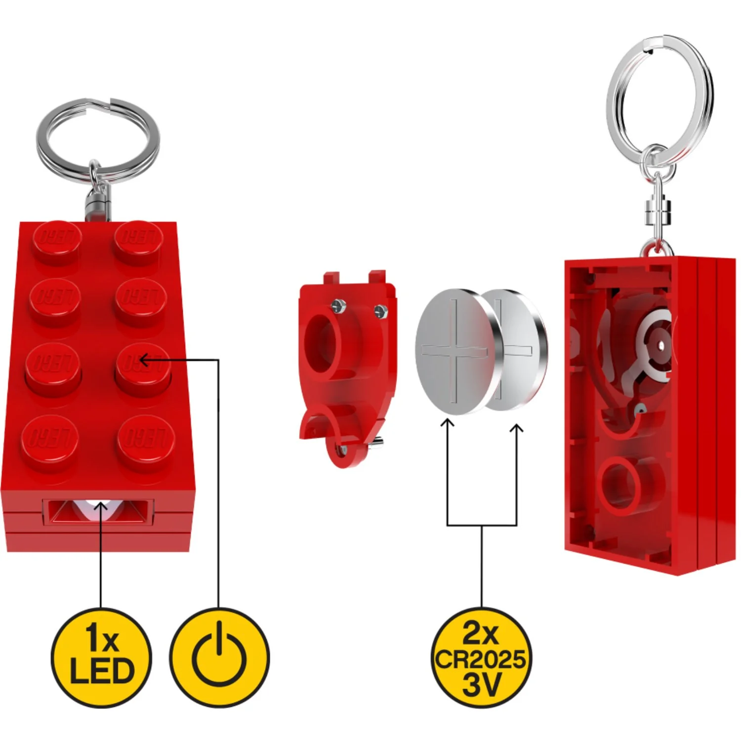 Euromic Lego® Minifigurines™ Keychain Light 2X4 Brick Red - Image 4