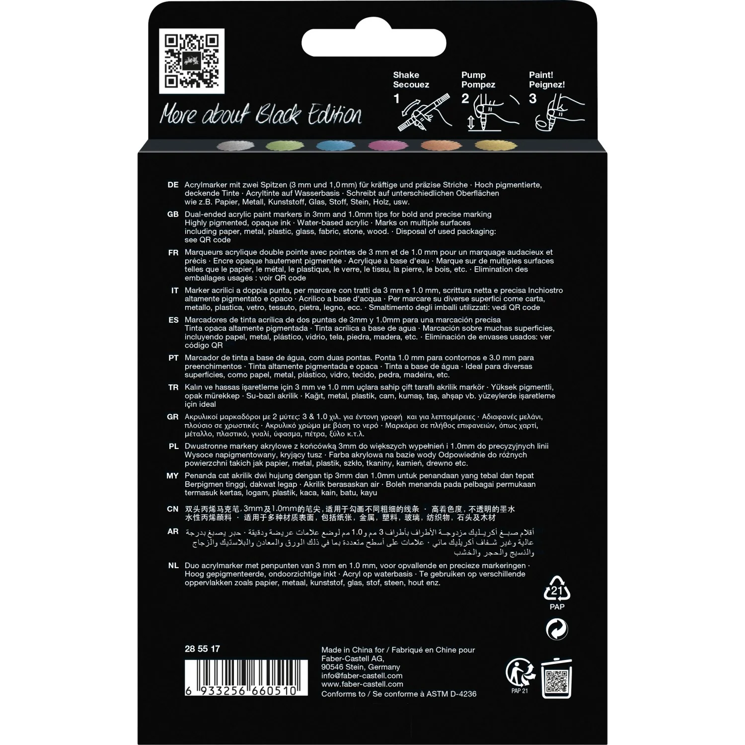 Faber-Castell Acrylic Marker 6 pcs Metallic - Image 3