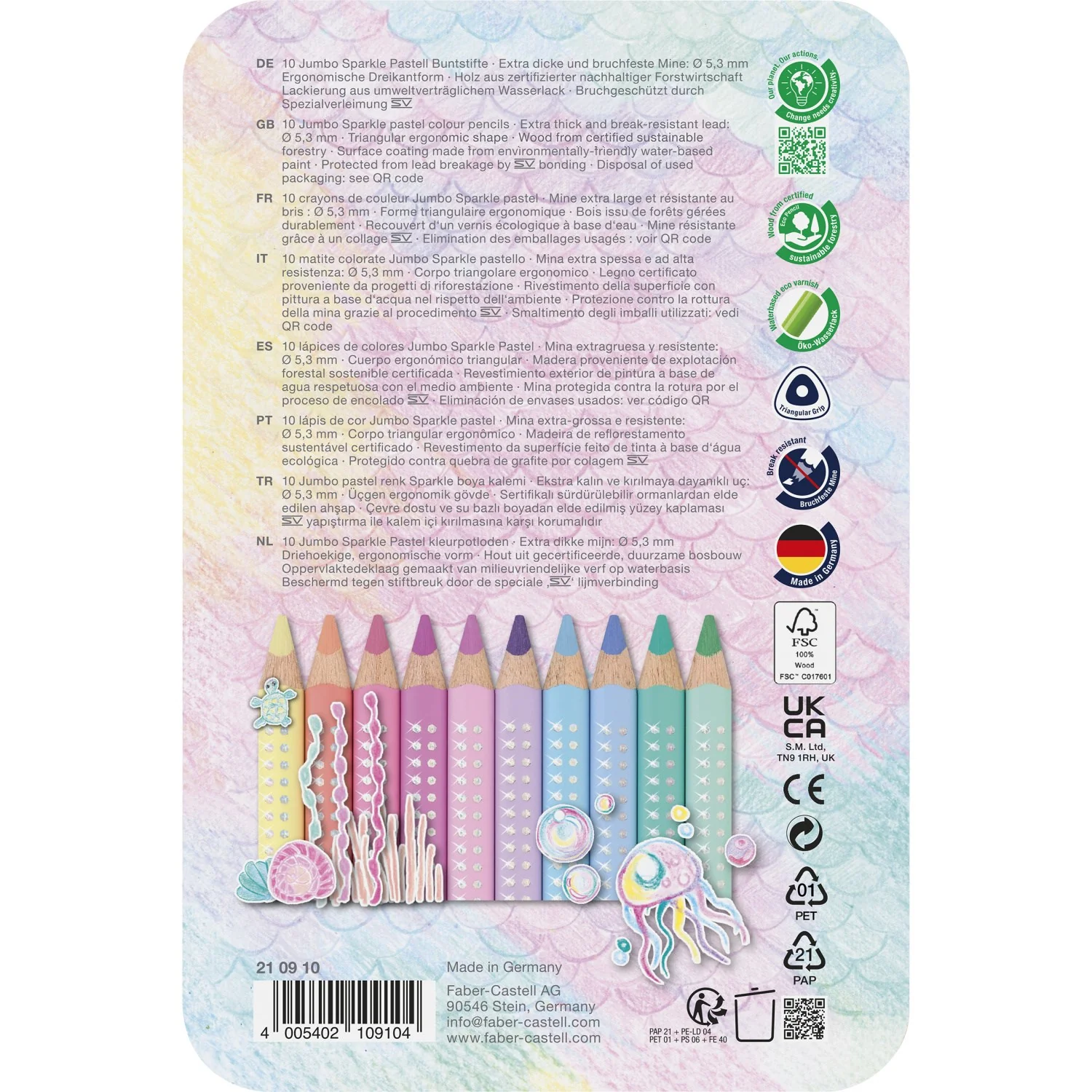 Faber-Castell Jumbo Sparkle Crayons Pastel - Image 6