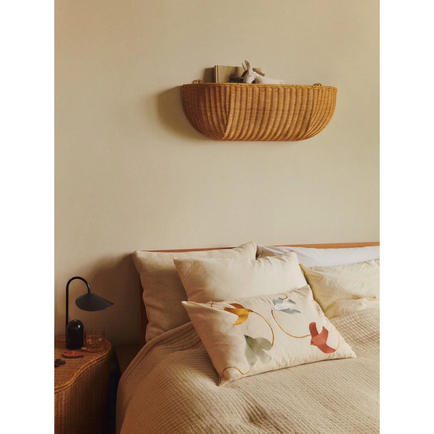 Ferm Living Multi Swif Bird Embroidered Cushion Rectangular - Image 4