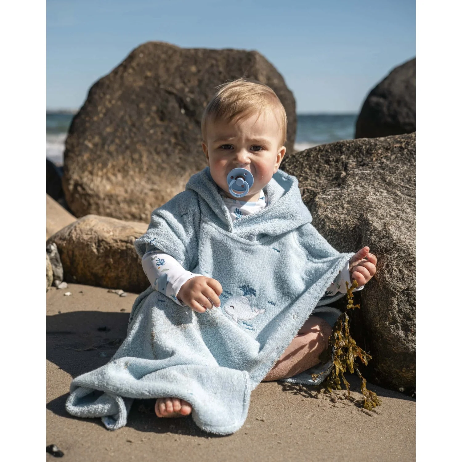 FILIBABBA Christian's Whale Tales Bath Poncho With Embroidery GOTS - Image 2