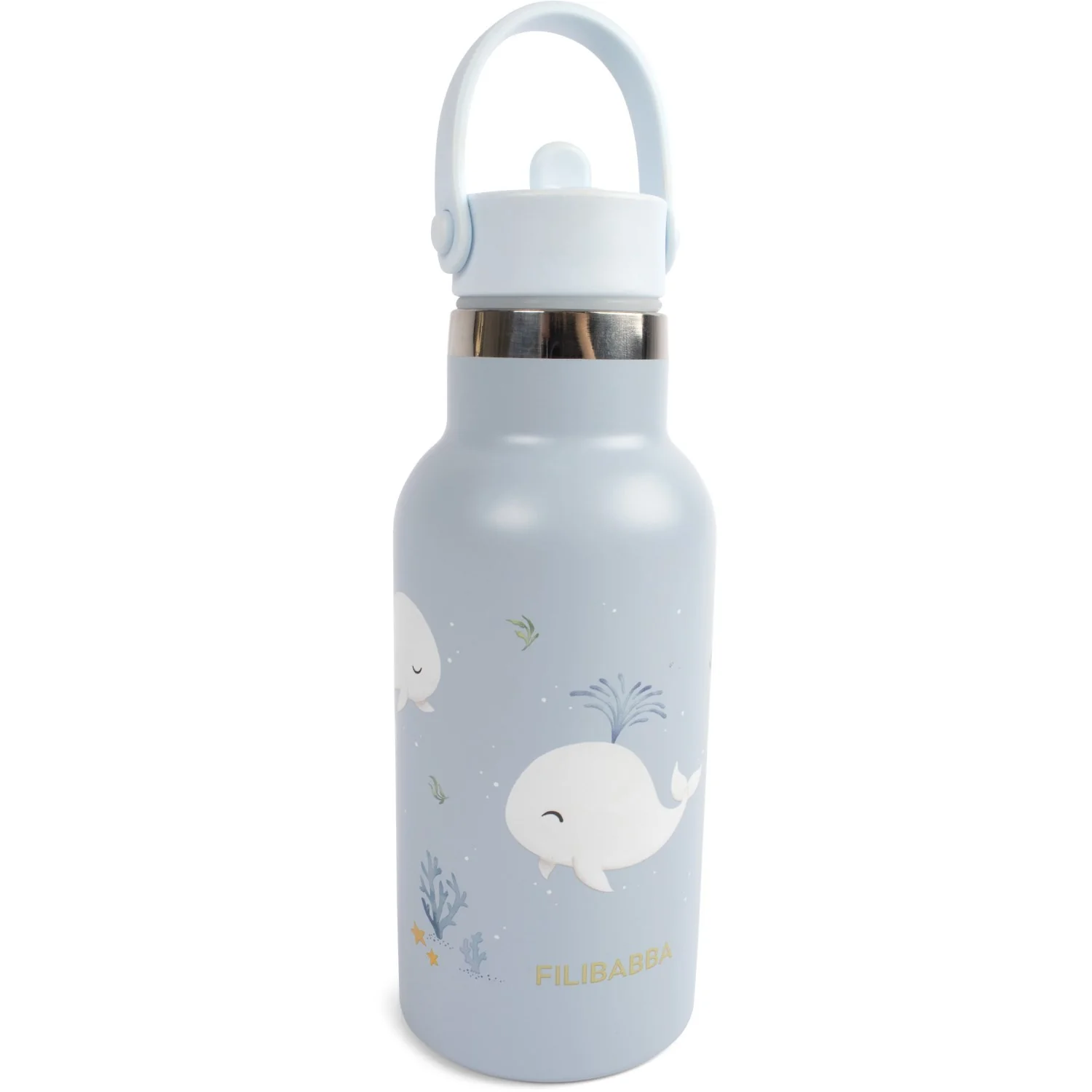 FILIBABBA Christian's Whale Tales Drinking Bottle In Stainless Steel