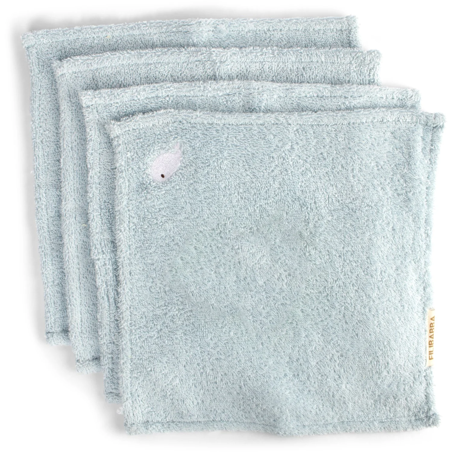 FILIBABBA Embroidered Whale Wash Cloths GOTS 4 Pack - Image 2