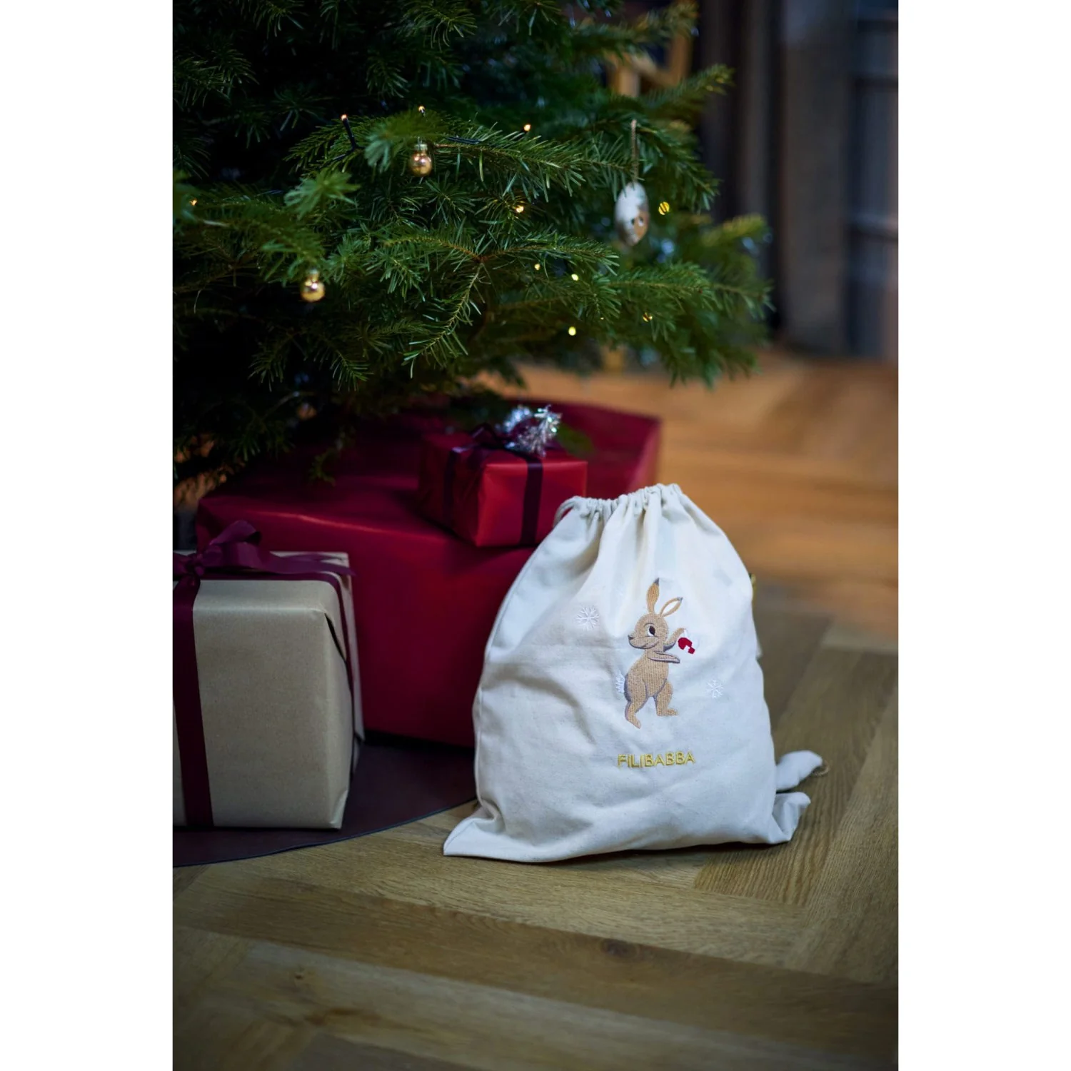 FILIBABBA Hare Embroidered Gift Bag Gots Wonderful Winter Mountain - Image 3