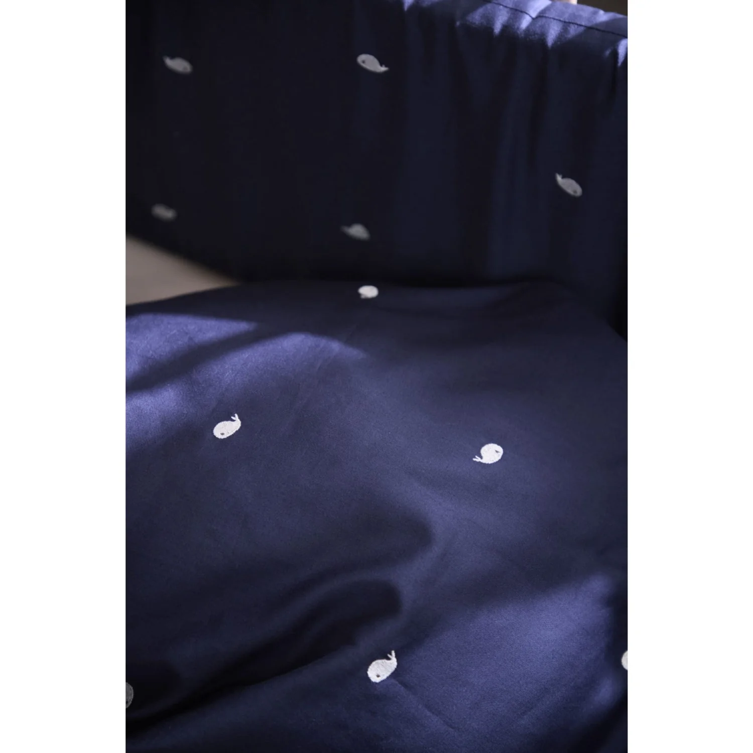 FILIBABBA Midnight Bed Linen Gots - Embroidered Christian The Whale - Image 3