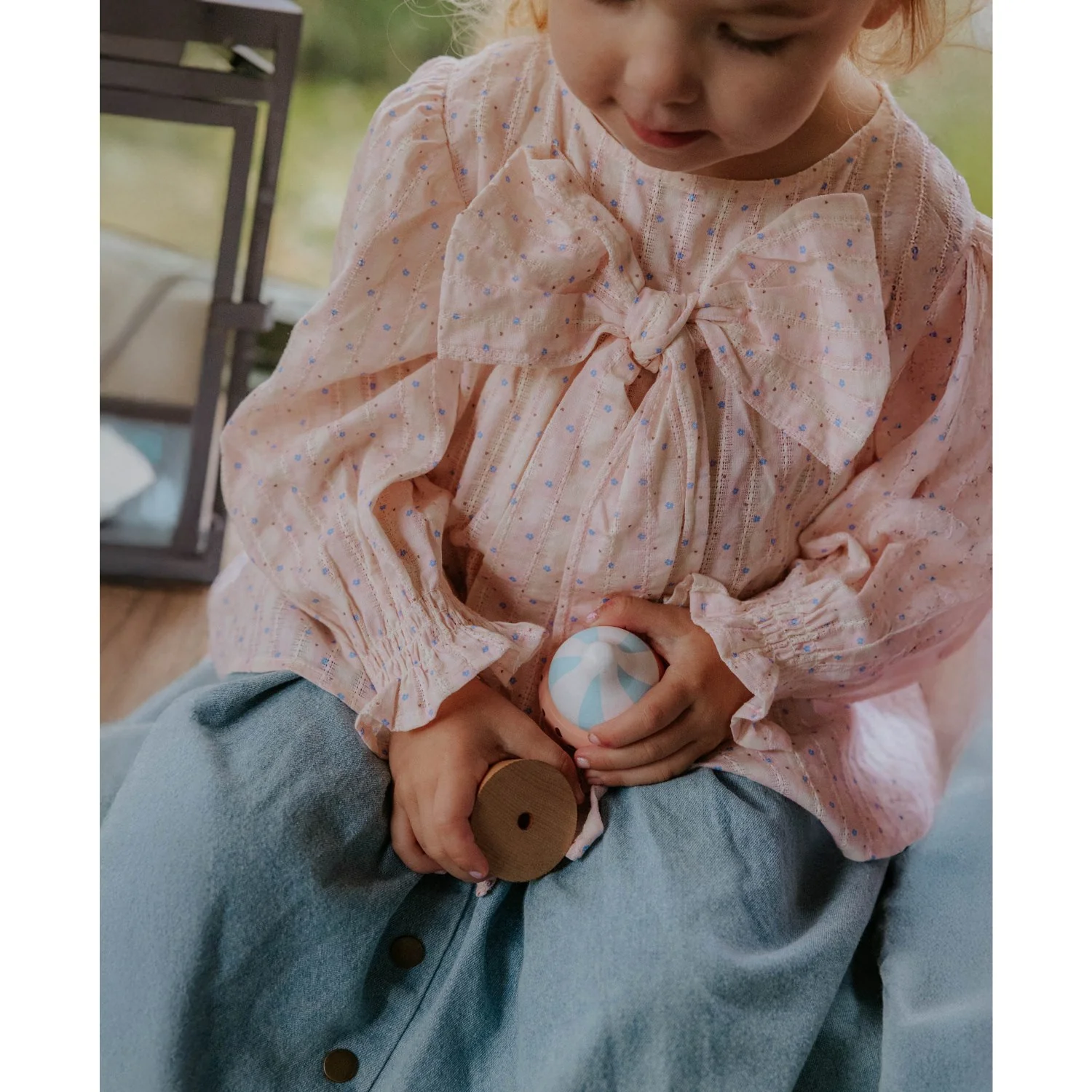 Fliink Chalk Pink Check Aop Zorro Ls Bow Blouse - Image 3