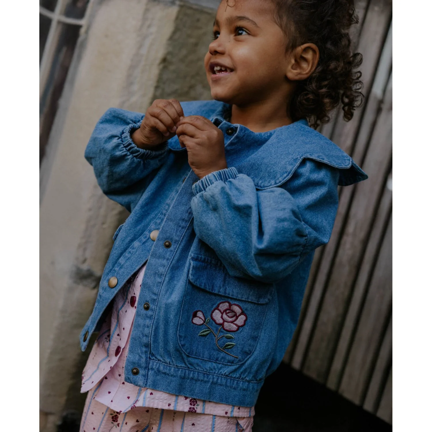 Fliink Medium Denim Blue Don Rose Bomberjacket - Image 2
