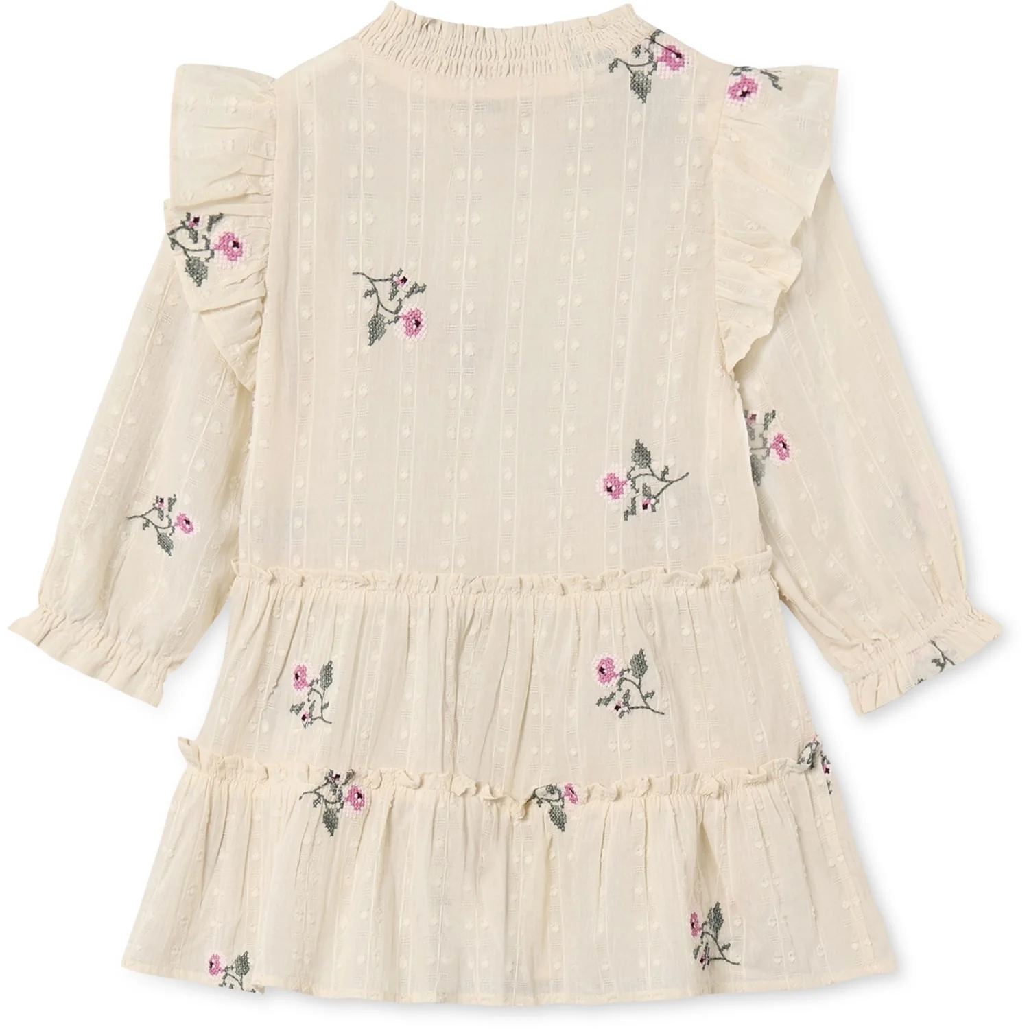Fliink Sandshell Dobby Ls Rose Embr Dress - Image 2