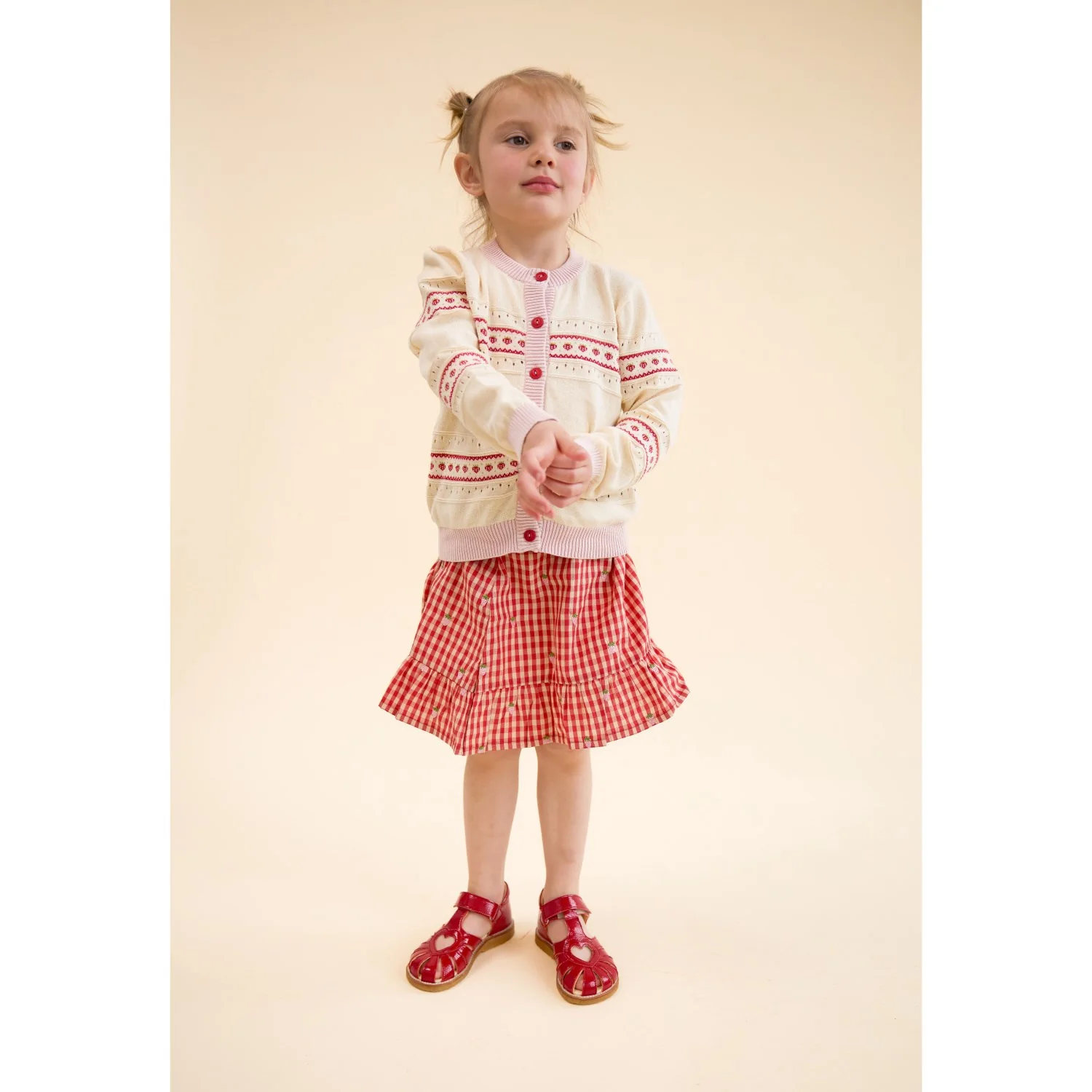 Flöss Soft White/Berry Stripe Lelou Cardigan - Image 2