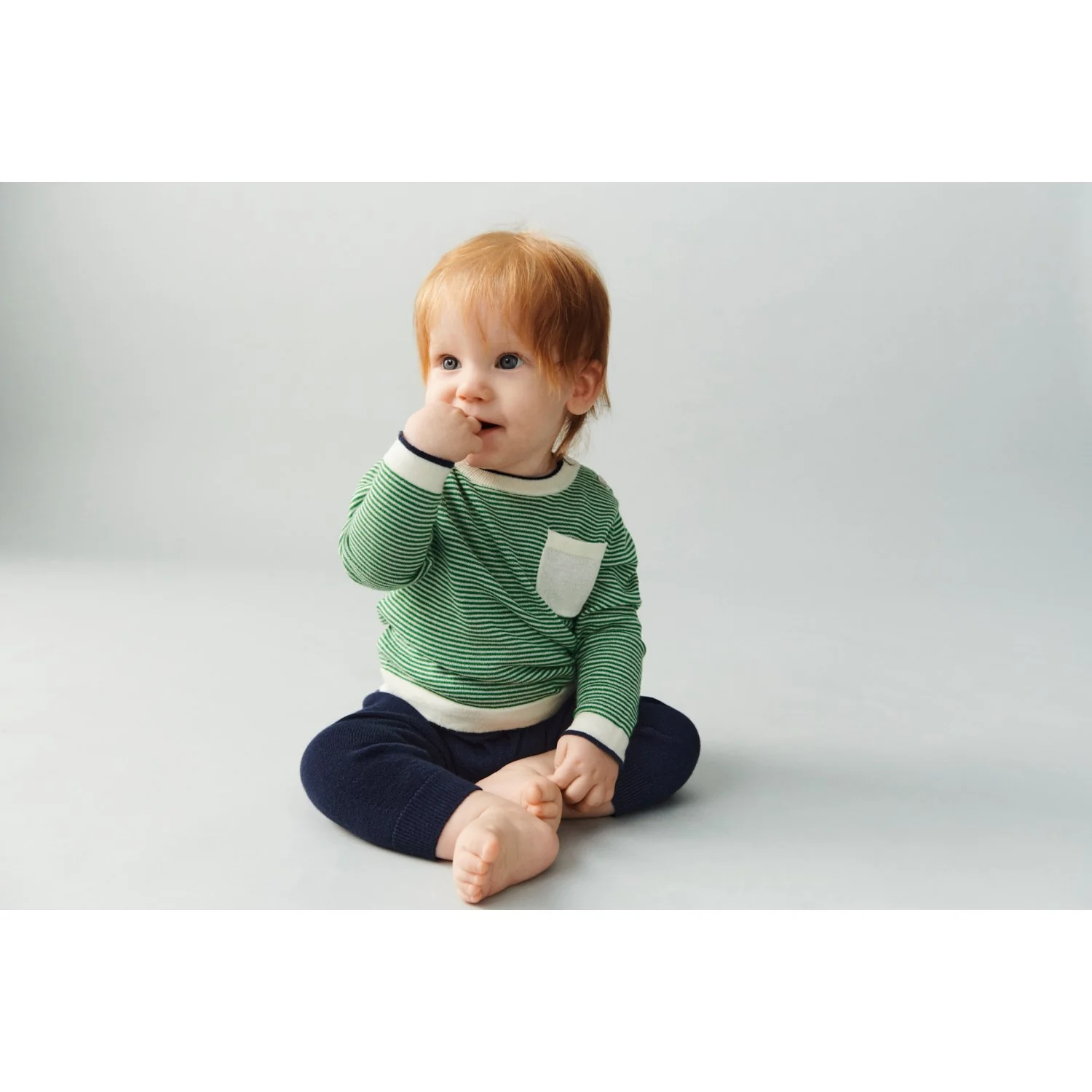 FUB Ecru/Pine Striped Crew - Image 4