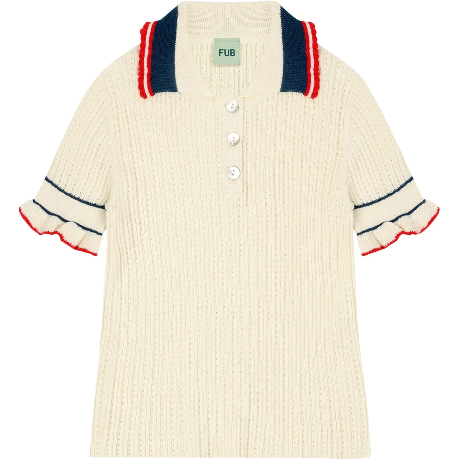 FUB Ecru Pointelle Polo