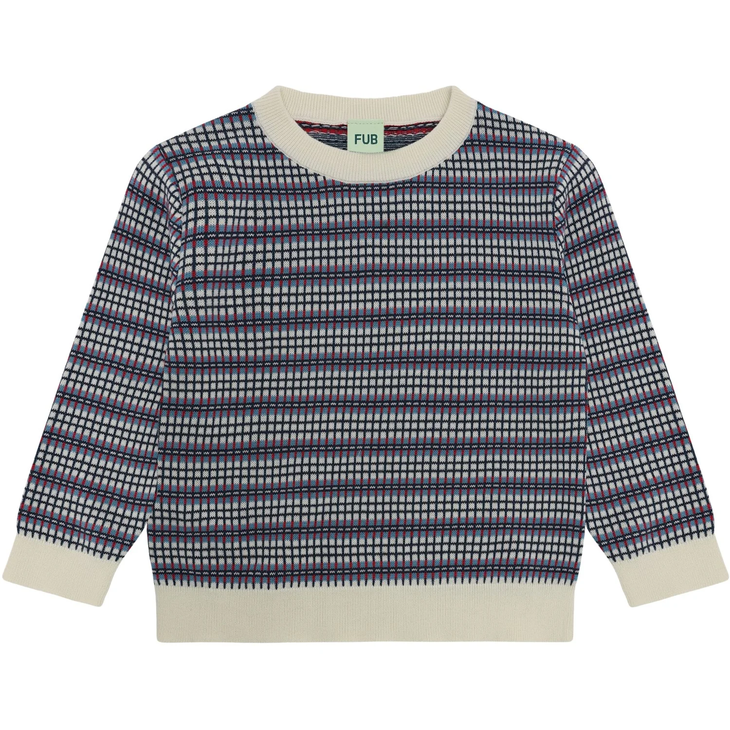 FUB Ecru/Sea Checked Crew