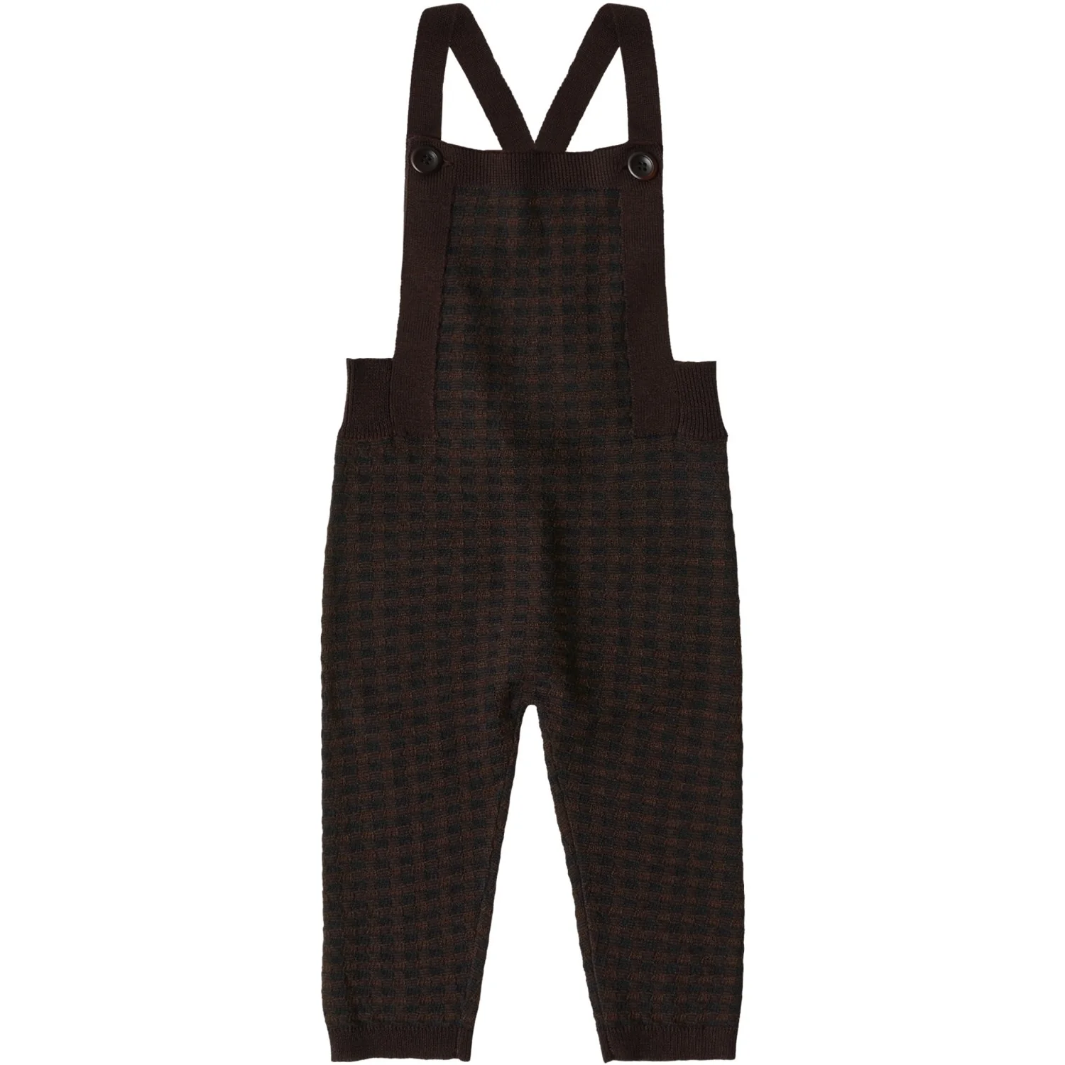 FUB Mocca/Dark Navy Baby Checked Overalls