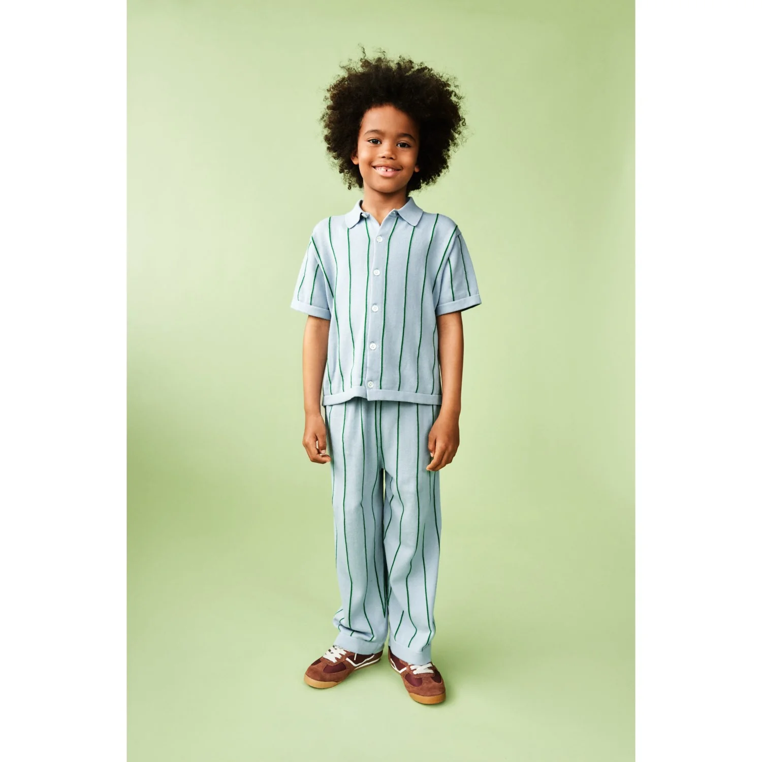FUB Pale Blue/Pine Striped Pants - Image 2