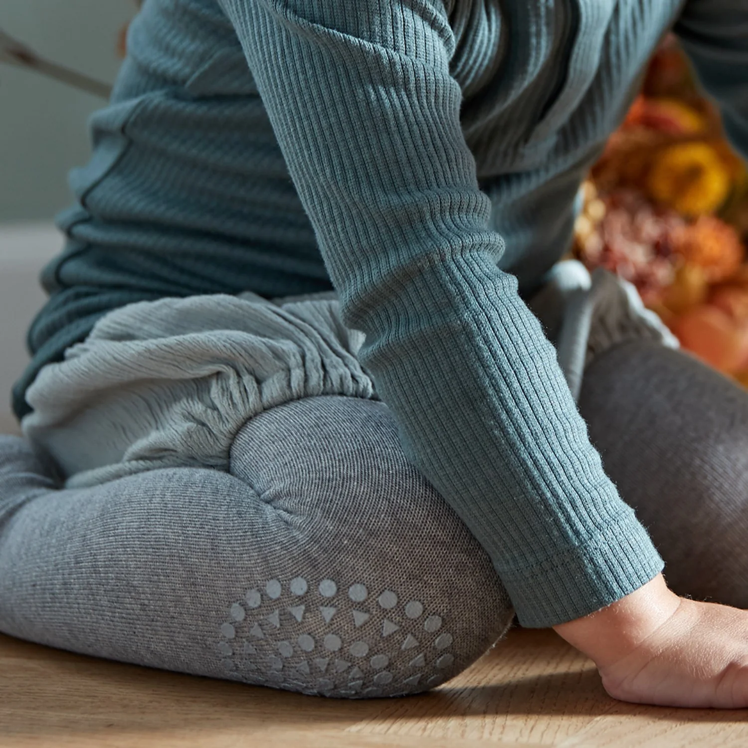 Gobabygo Grey Melange Crawling Tights Organic Cotton - Image 3