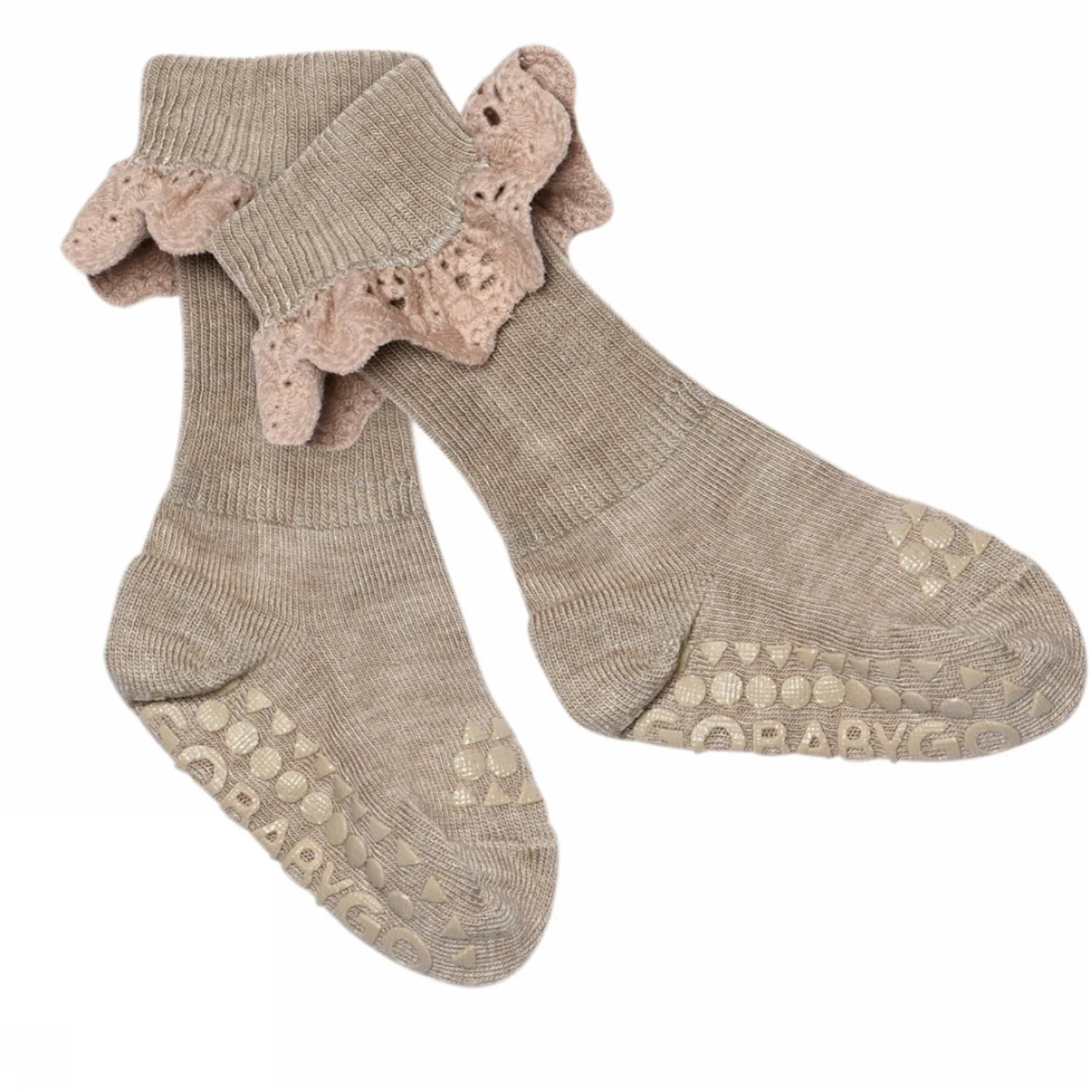 Gobabygo Light Brown Melange Non-Slip - Viscose-bamboo Lace