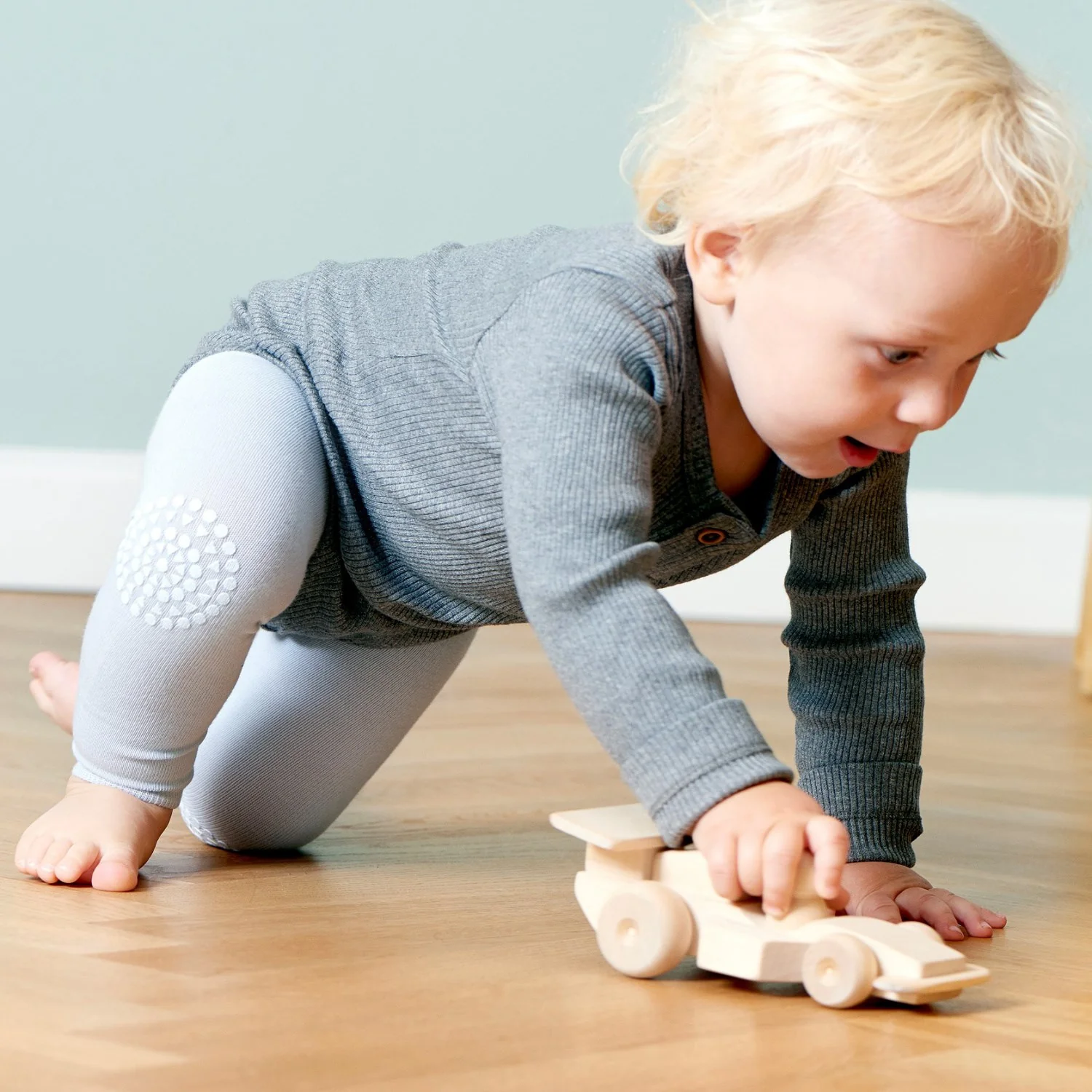 Gobabygo Sky Blue Crawling Leggings Organic Cotton - Image 2