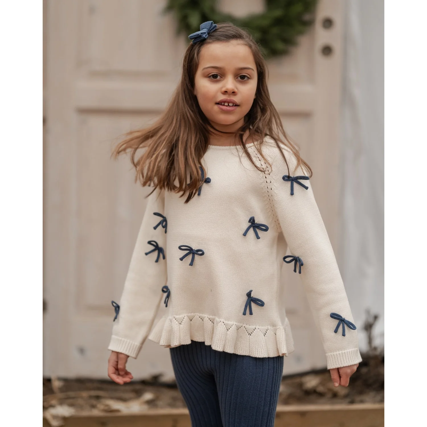 Hanevild Ivory More Bows Sweater - Image 2