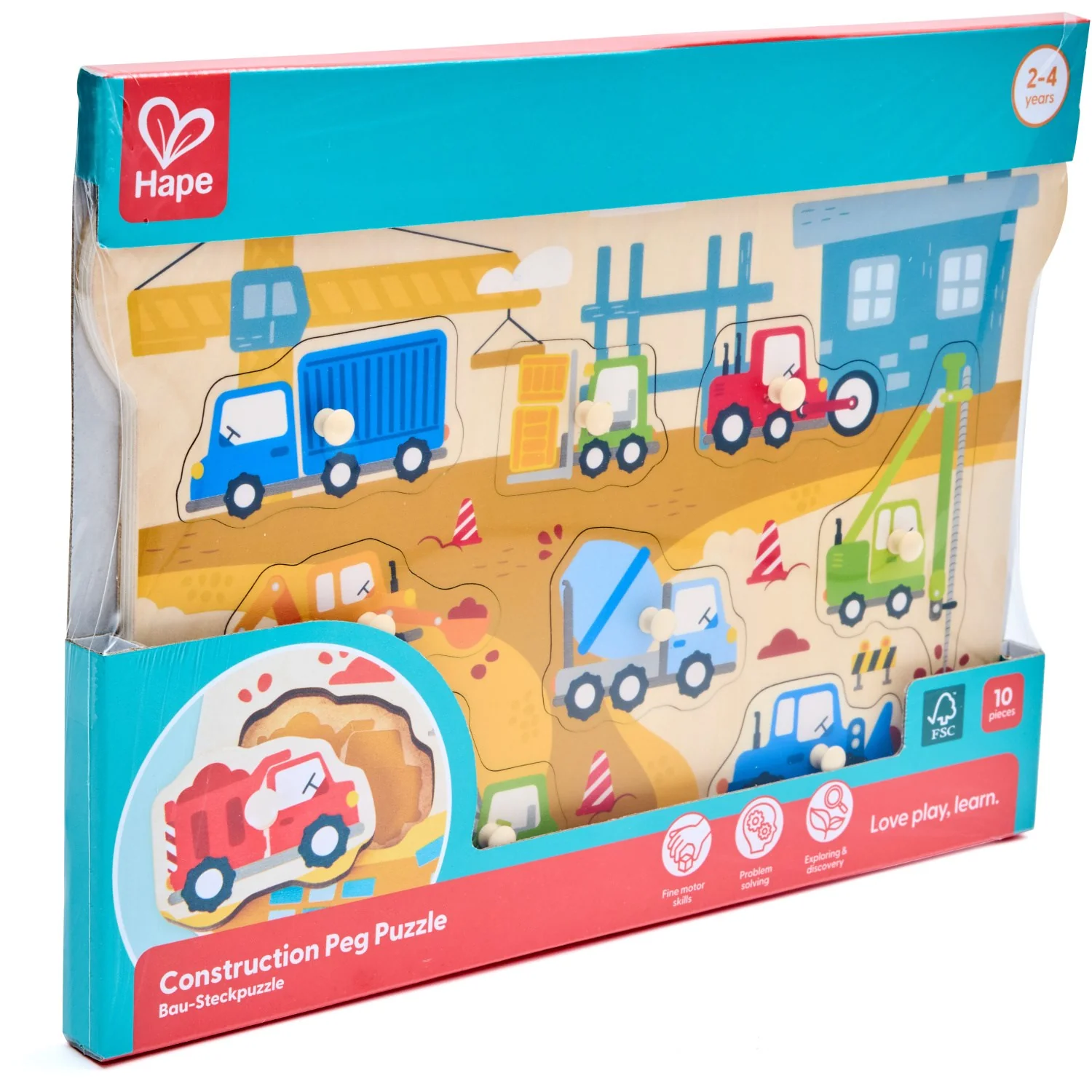 Hape Construction Vehicles Peg Puzzle - Image 2