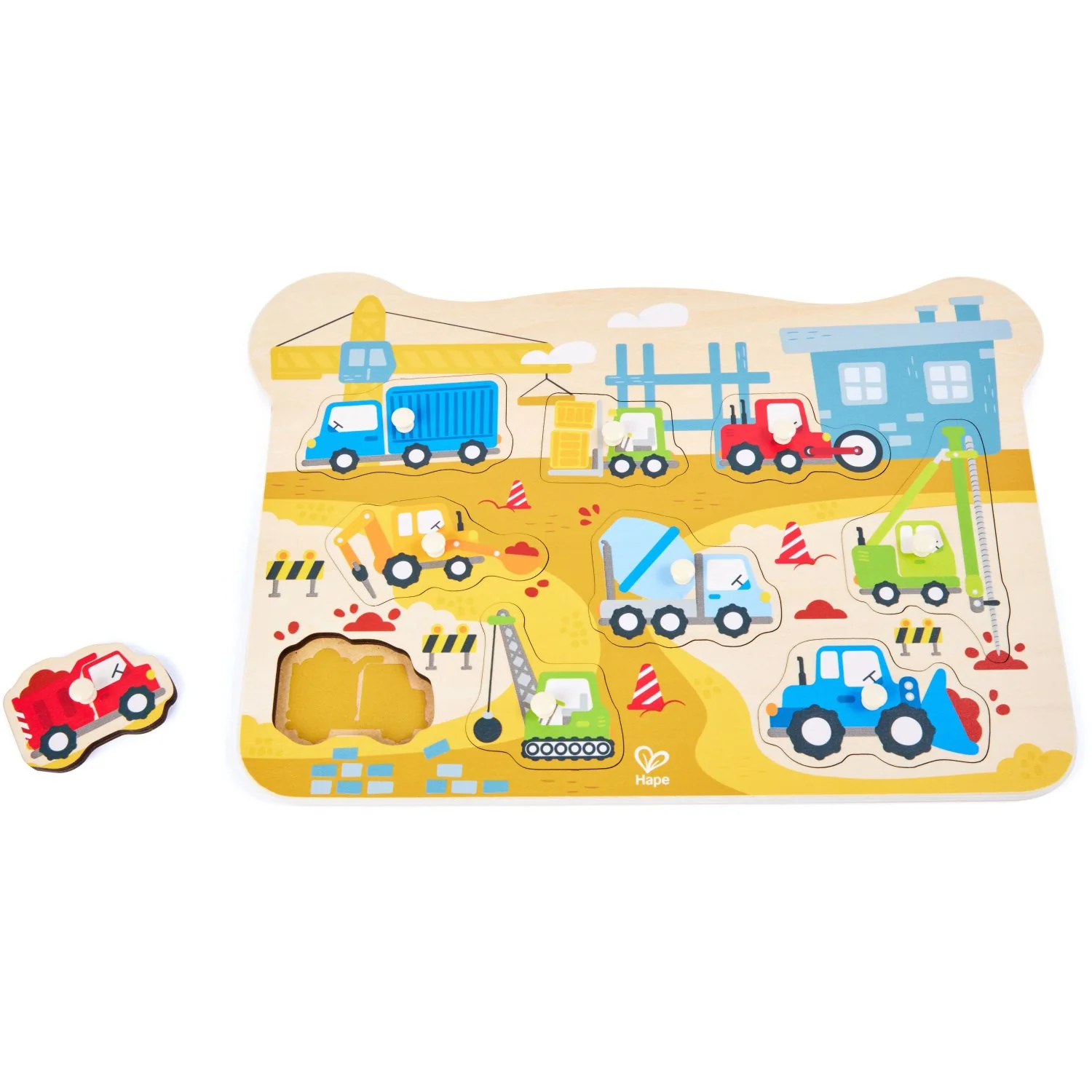 Hape Construction Vehicles Peg Puzzle - Image 4