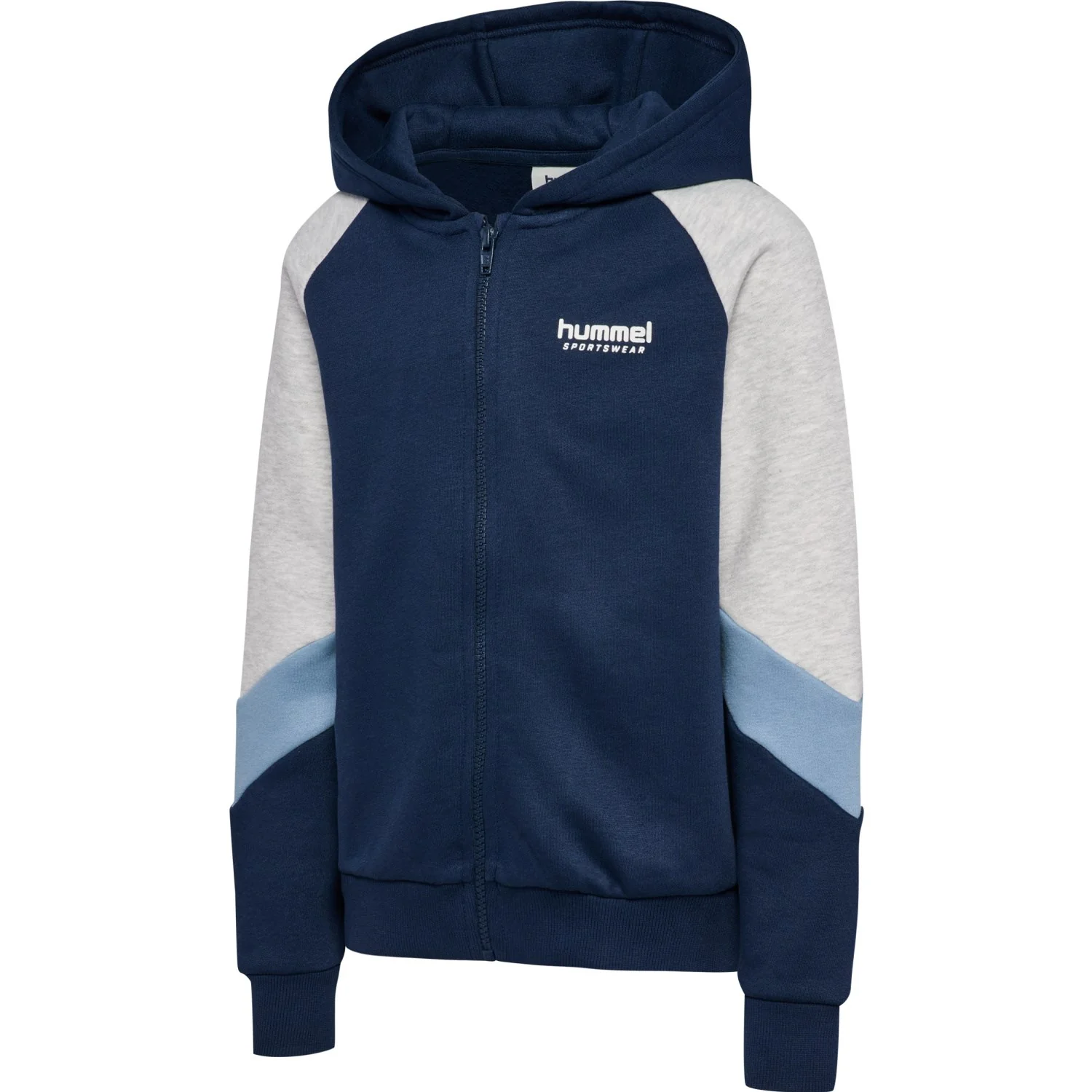Hummel Dress Blues/Faded Denim Jr Loose Blocked Zip Hoodie - Image 3