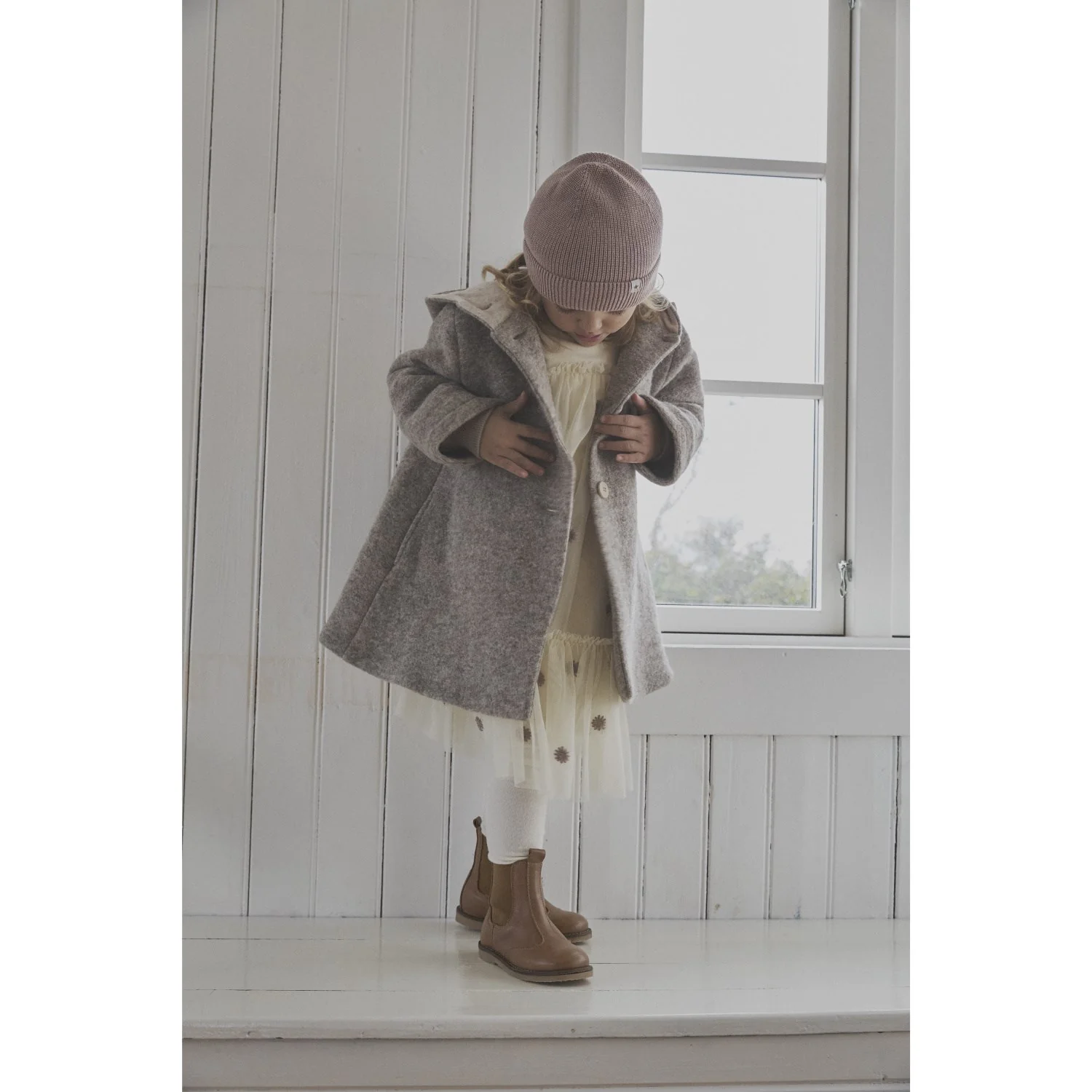 Huttelihut Camel Melange Coat Hood Wool W. Lining - Image 2