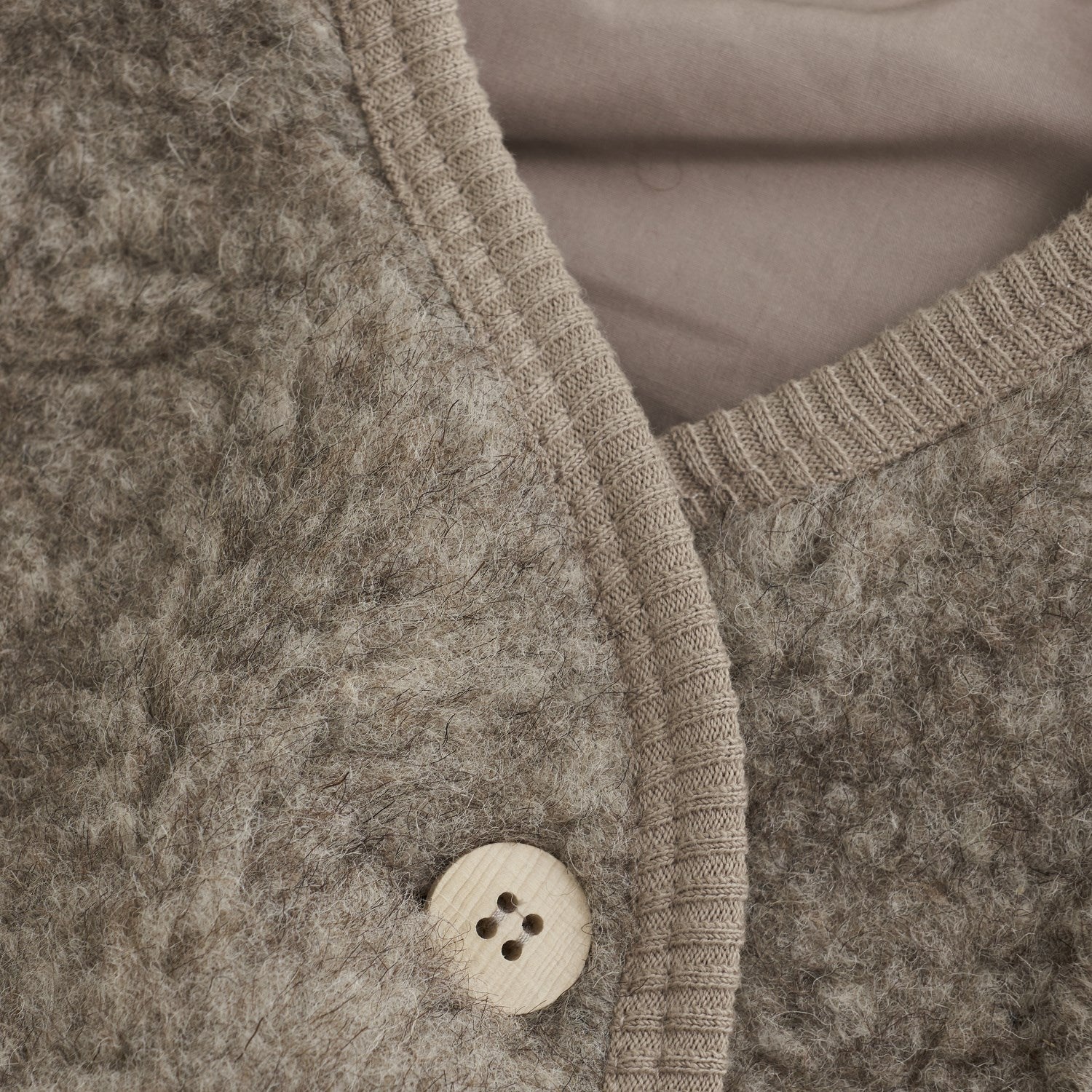 Huttelihut Camel Melange Vest Wool Teddy W. Lining - Image 3