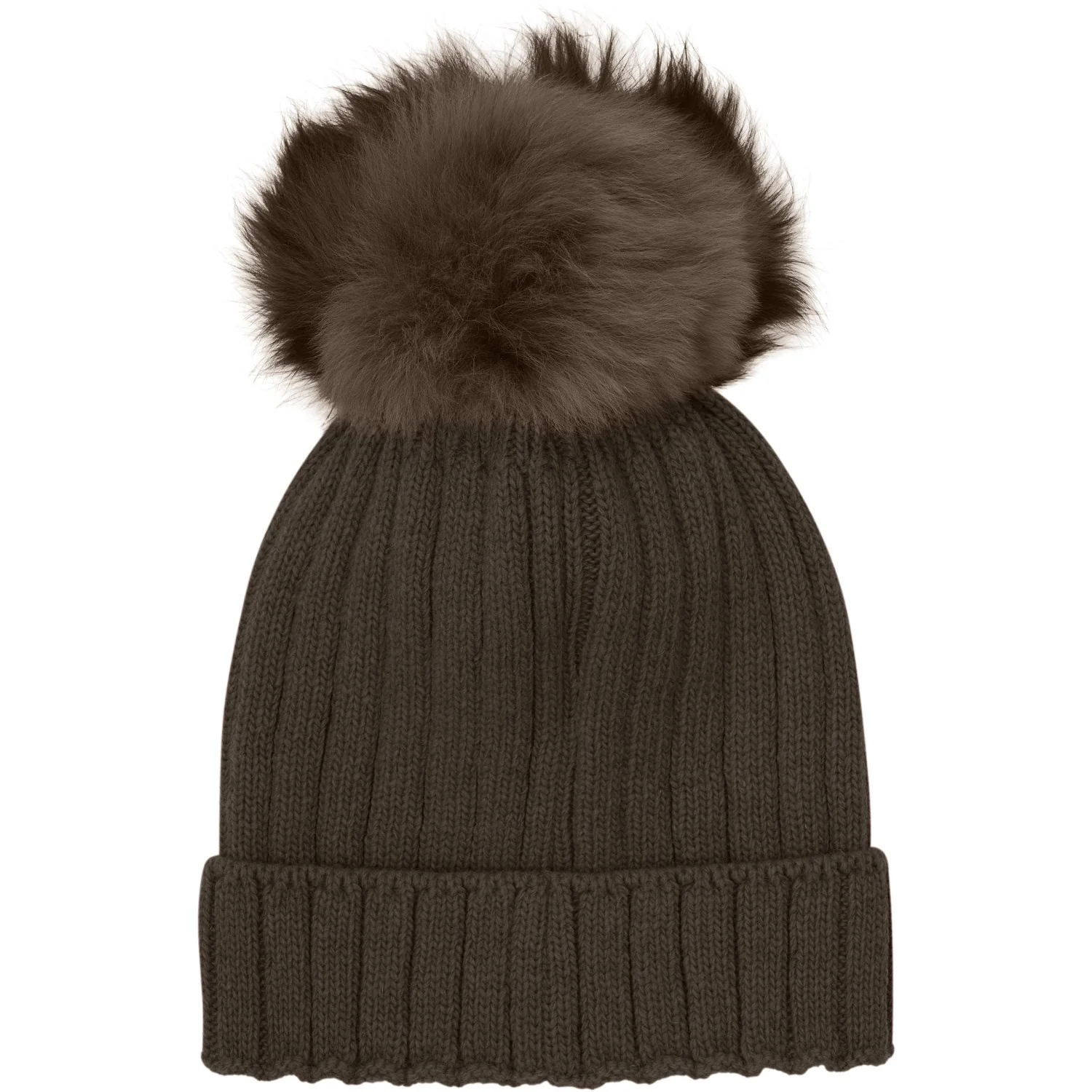 Huttelihut Dark Brown Melange Hat Knit Alpaca Pompom - Image 4