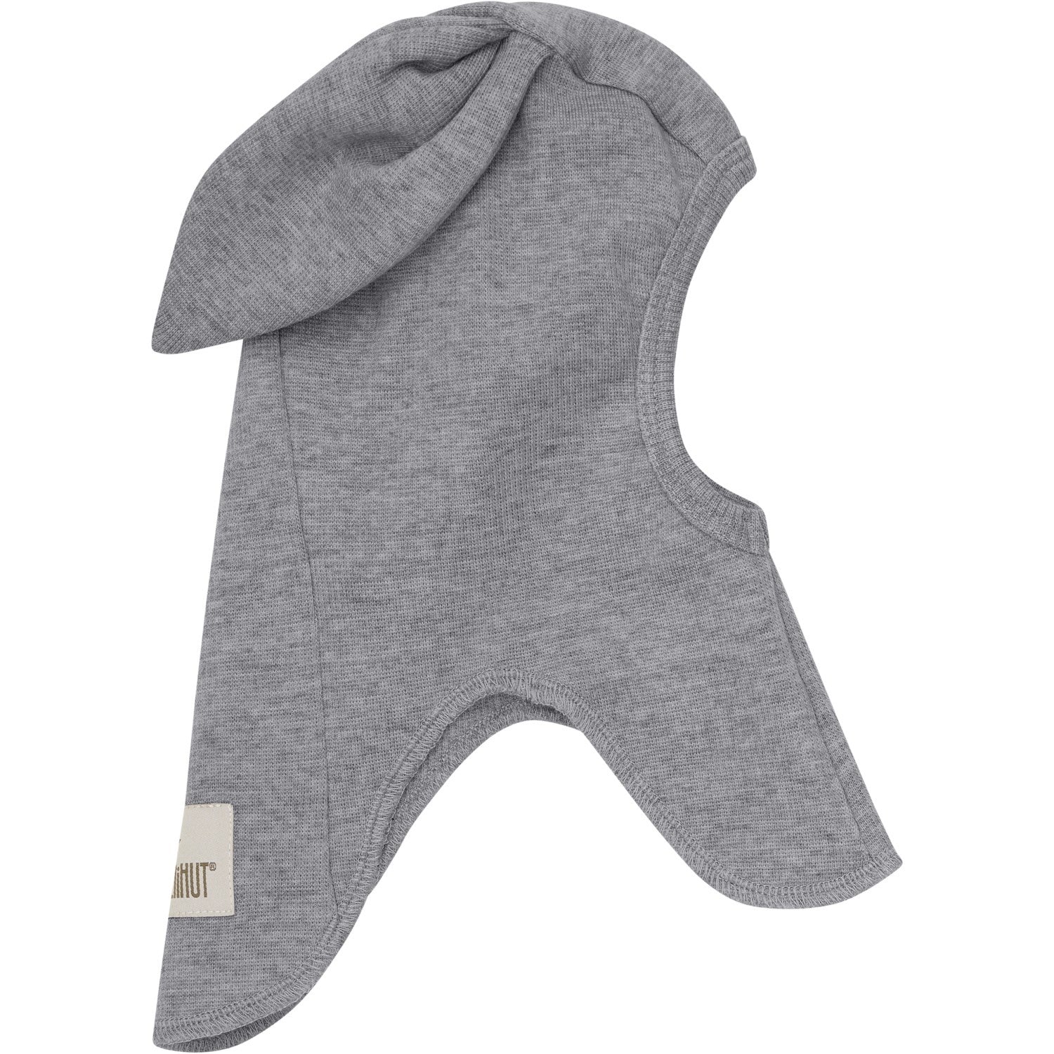 Huttelihut Medium Grey Melange Balaclava Ears Wool Rib - Image 3