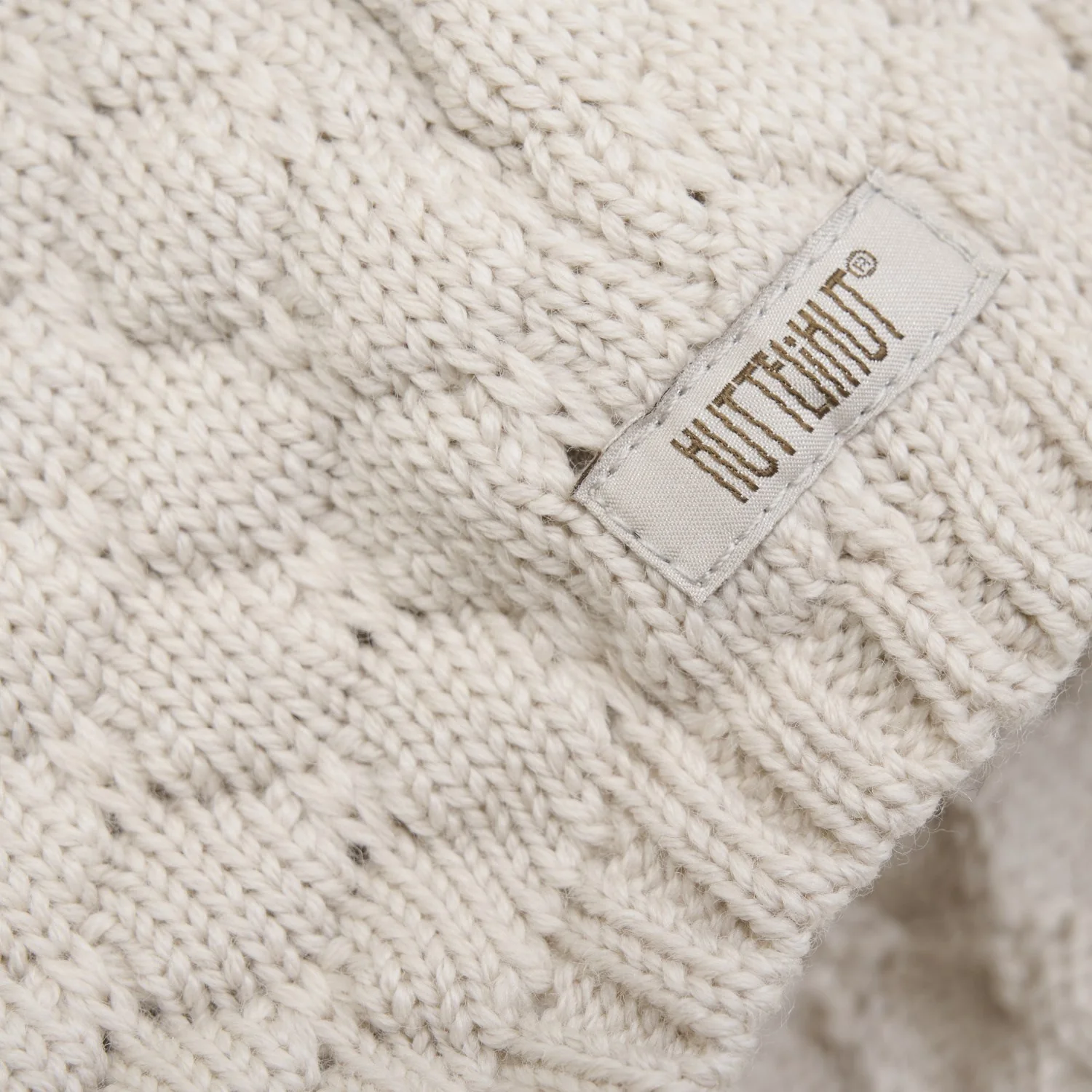 Huttelihut Sand Melange Bonnet Wool Knit Pompom - Image 2