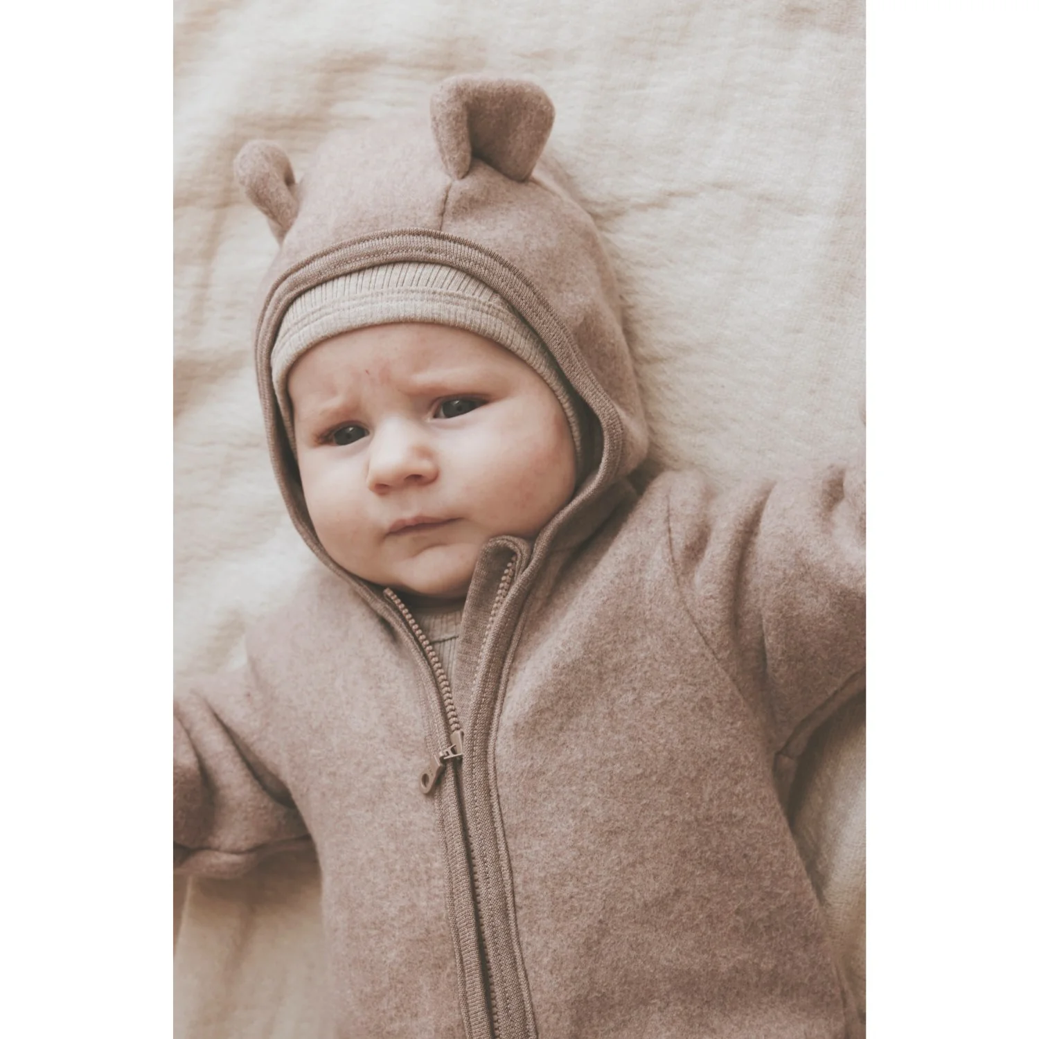 Huttelihut Savannah Melange Pram Suit Ears Cot. Fleece - Image 2