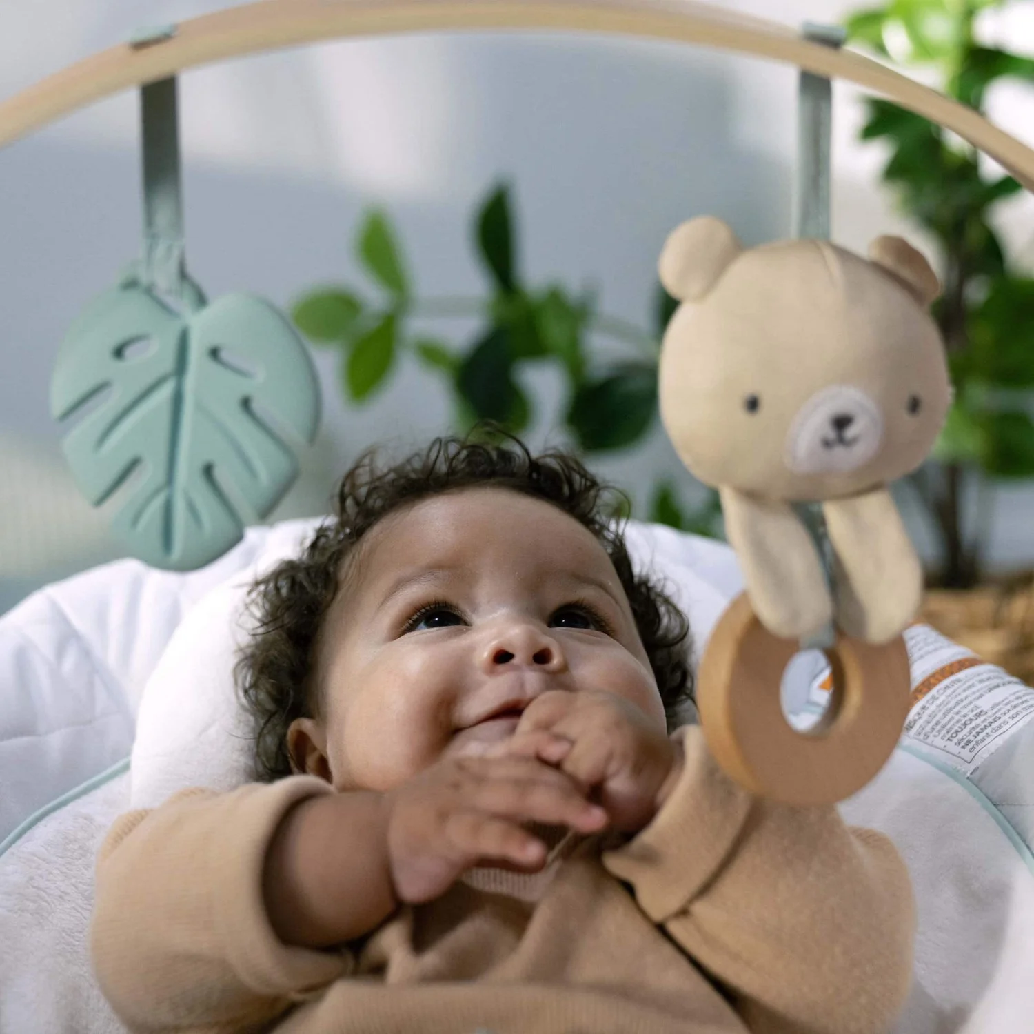 Ingenuity Grey Cosy Spot Baby Bouncer With Activity Arch In Wood - Image 6