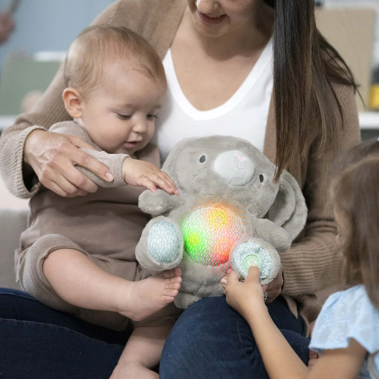 Ingenuity Grey Heart To Hugs™ Sylvi™ Bunny Teddy With Heart Sound And Light - Image 6