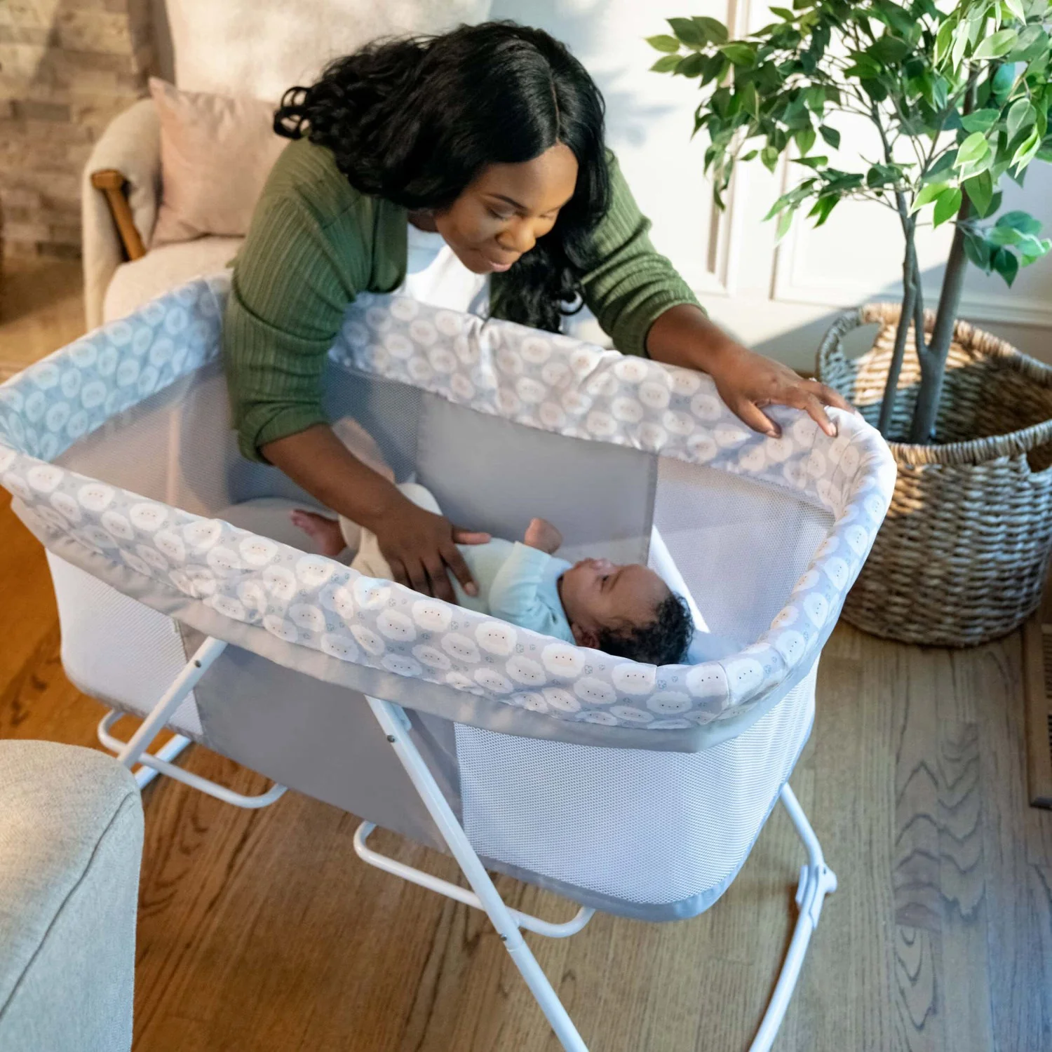 Ingenuity Grey Crib "Soothe & Stow" - Image 5