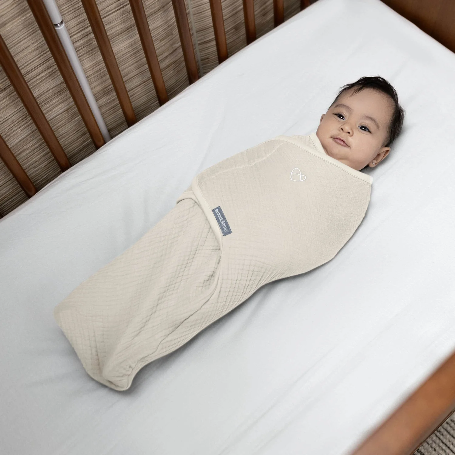 Ingenuity SwaddleMe™ Muslin Original Swaddle - Cream - Image 2