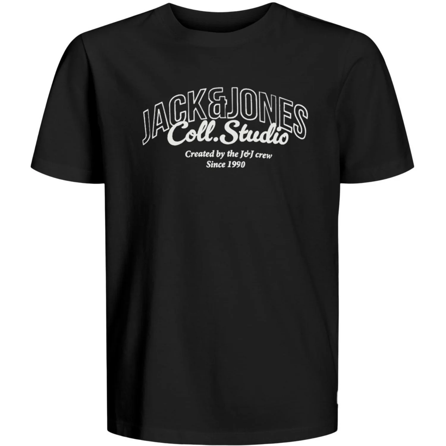 Jack & Jones Junior Black Big Print Jjmakoto Tee Ss Crew Neck Jnr