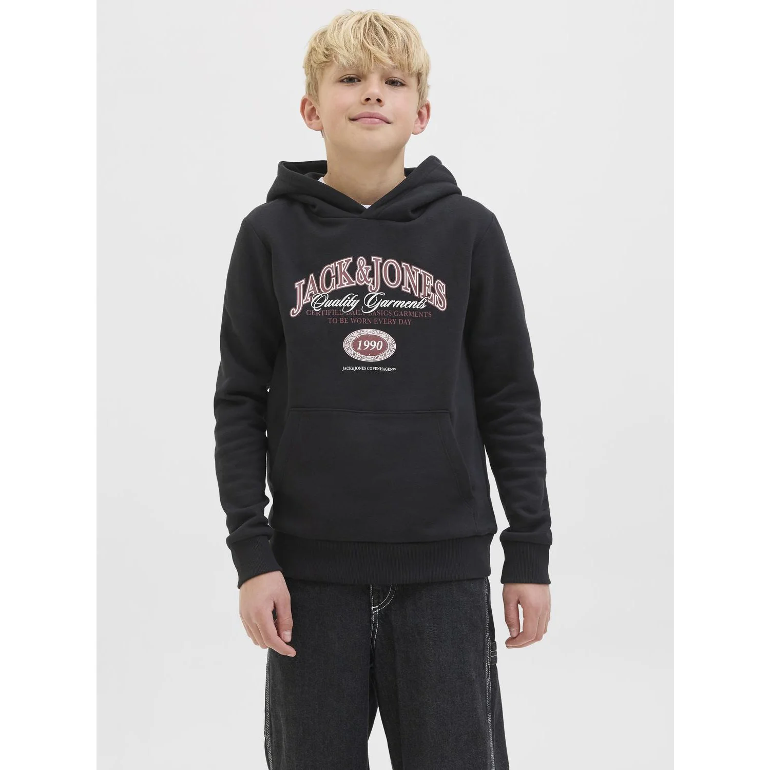 Jack & Jones Junior Black Jjari Branding Sweat Hood Jnr - Image 4