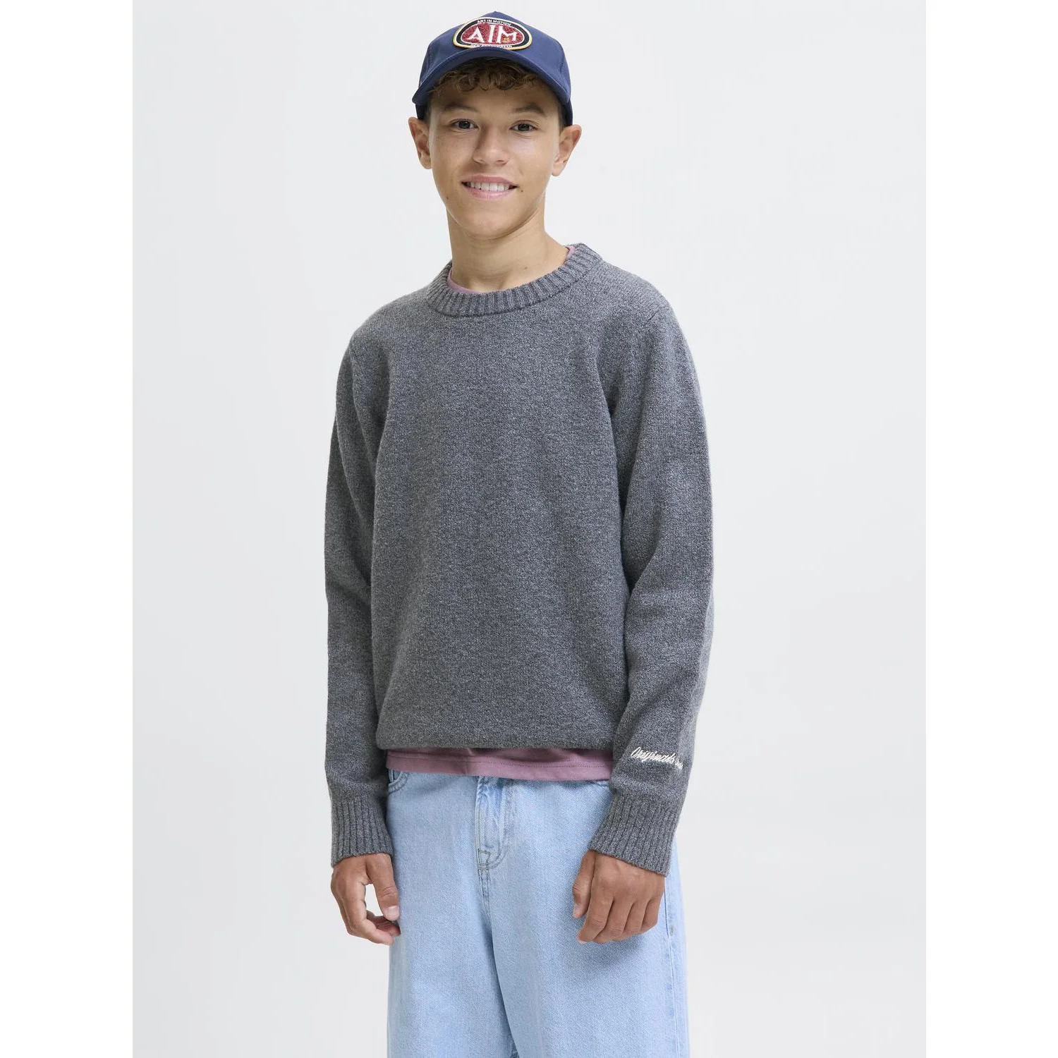 Jack & Jones Junior Dark Grey Melange Jornorrebro Knit Crew Neck Ln Jnr - Image 6