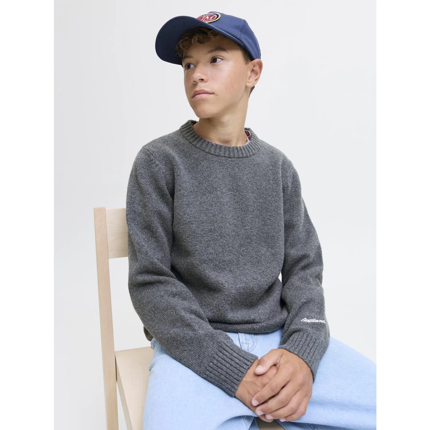 Jack & Jones Junior Dark Grey Melange Jornorrebro Knit Crew Neck Ln Jnr - Image 8