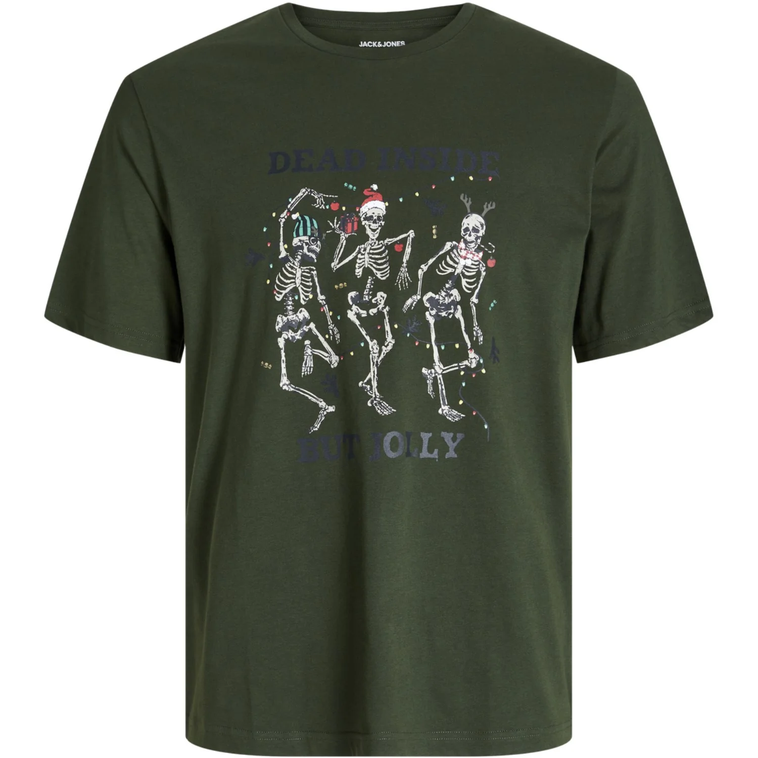 Jack & Jones Junior Kombu Green Jjnoel Xmas Tee Ss Crew Neck Jnr